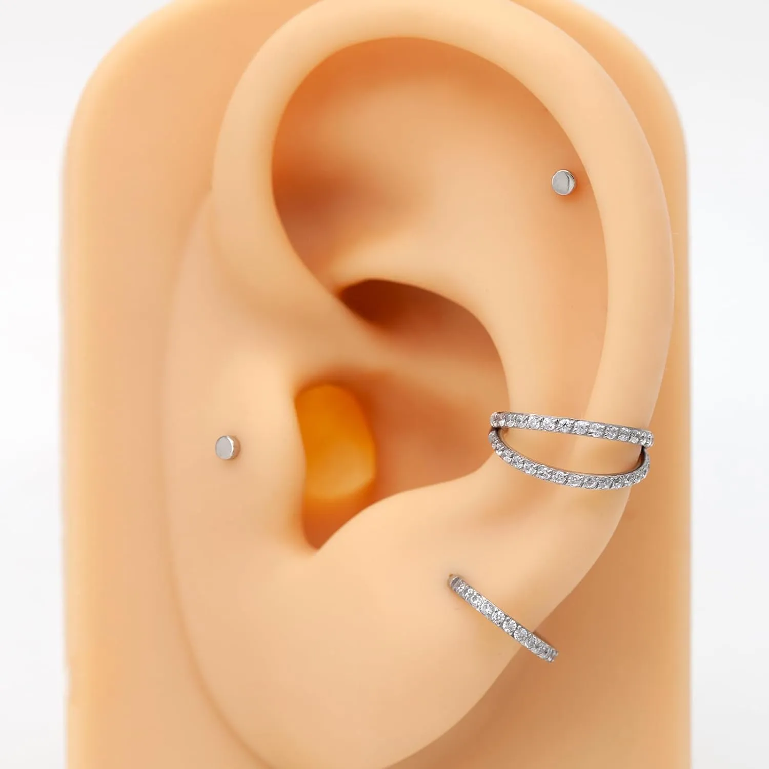 1 Pcs 14K Gold Threadless Flat Back Earring, 16G 2mm/3mm Disc Threadless Earrings for Women, Gold Vertical Labret Tragus Monroe Medusa Piercing Jewelry, Conch Earrings 6mm/8mm Bar Length