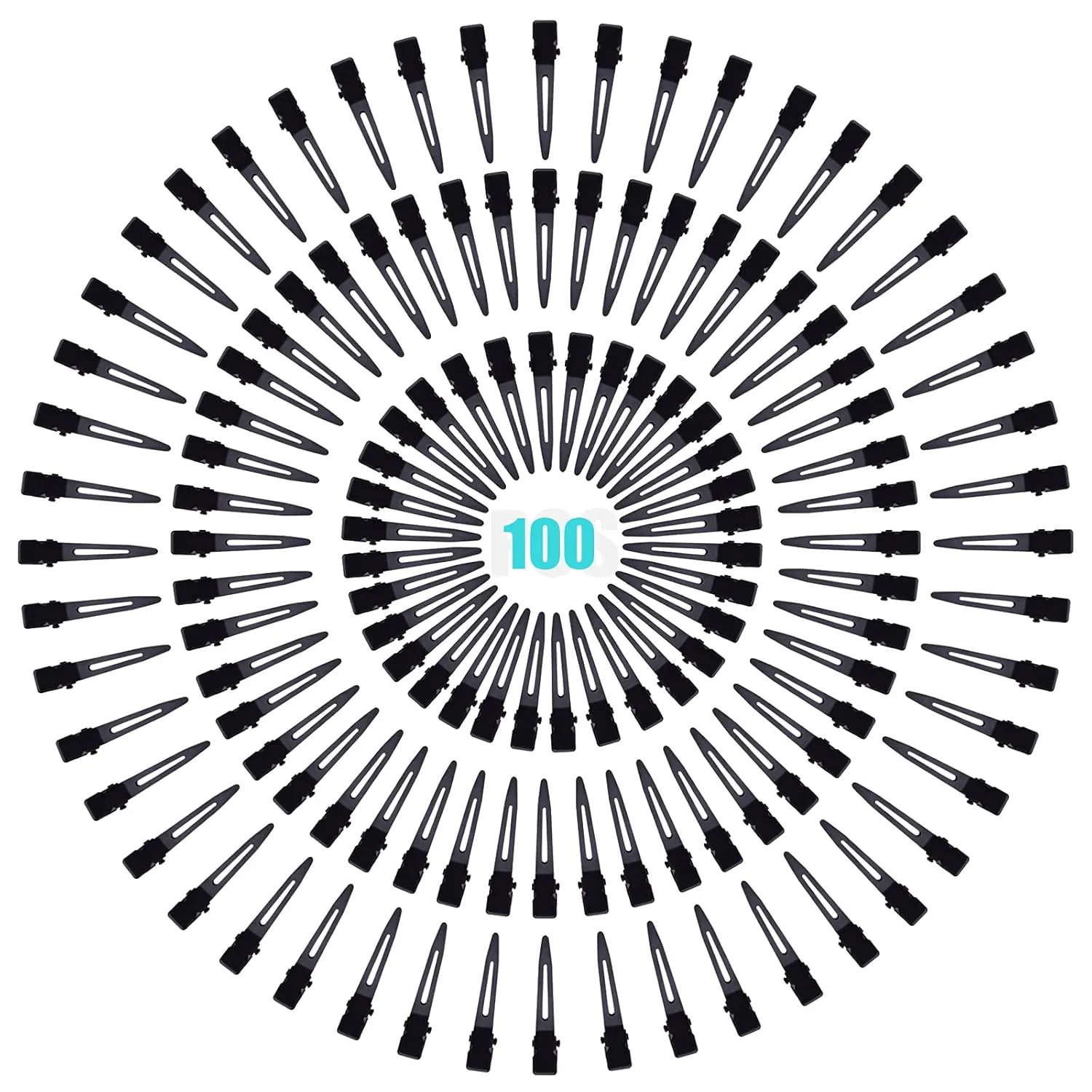 100pcs Black Single Prong Curl Clips Sectioning Clips Metal Alligator Hair Pins Styling Clips for Women Men Hair Extensions Salon Haircut, 4.5 cm x 0.8 cm