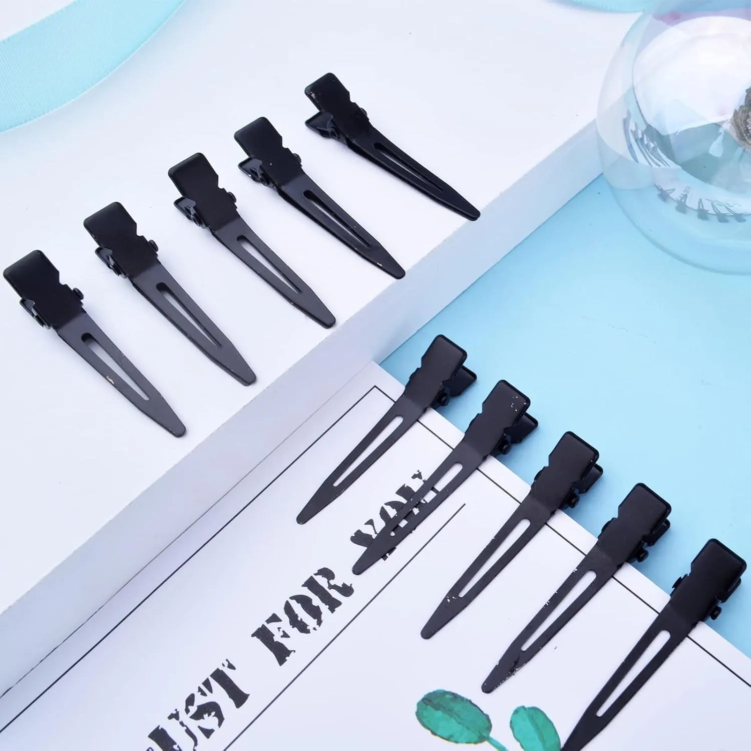 100pcs Black Single Prong Curl Clips Sectioning Clips Metal Alligator Hair Pins Styling Clips for Women Men Hair Extensions Salon Haircut, 4.5 cm x 0.8 cm