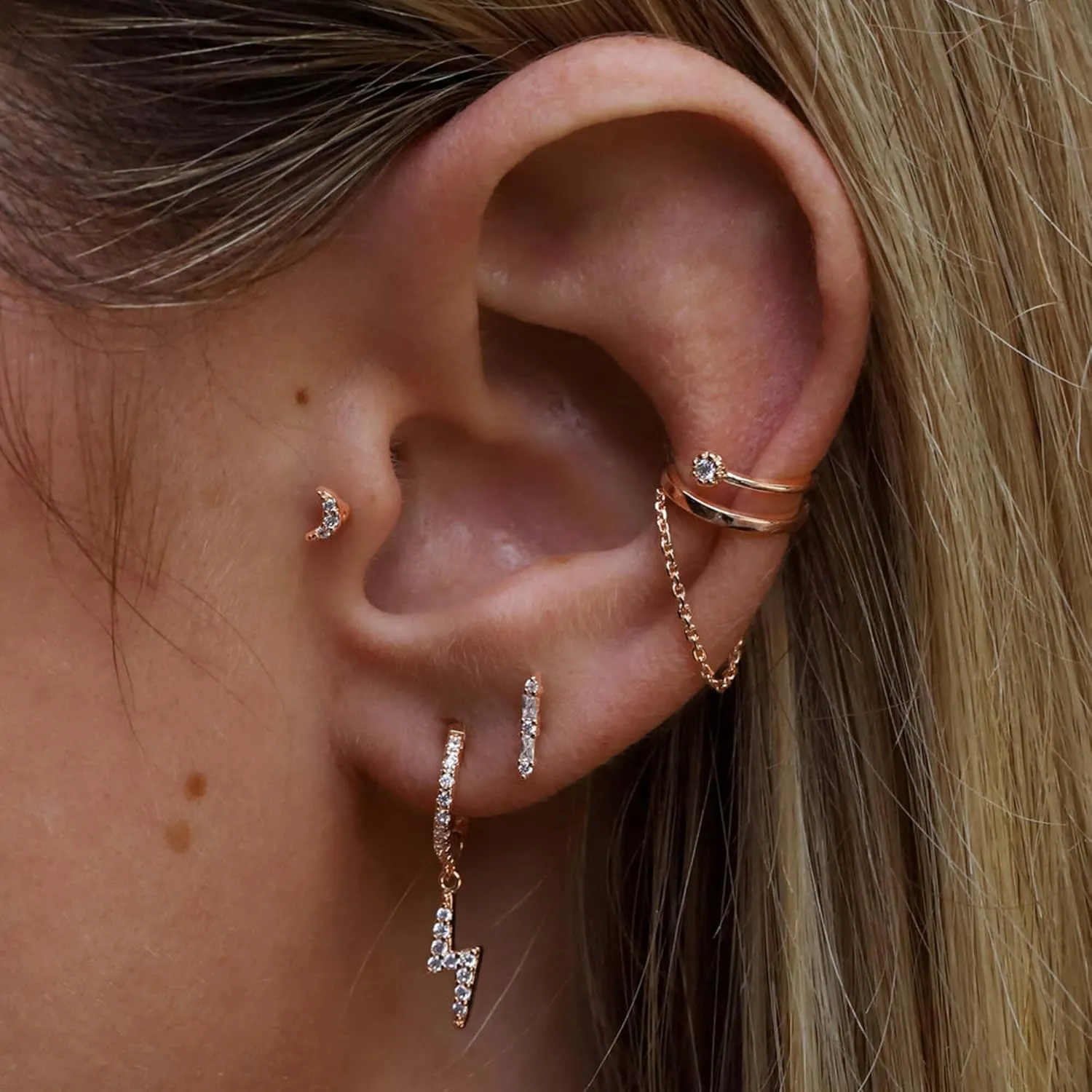 14K Solid Gold Fancy Wand Diamond Stud Earrings, Baguette and Diamond (0.26ct) Bar Cluster Stud, Push back Earrings, Minimalist Jewelry Gift