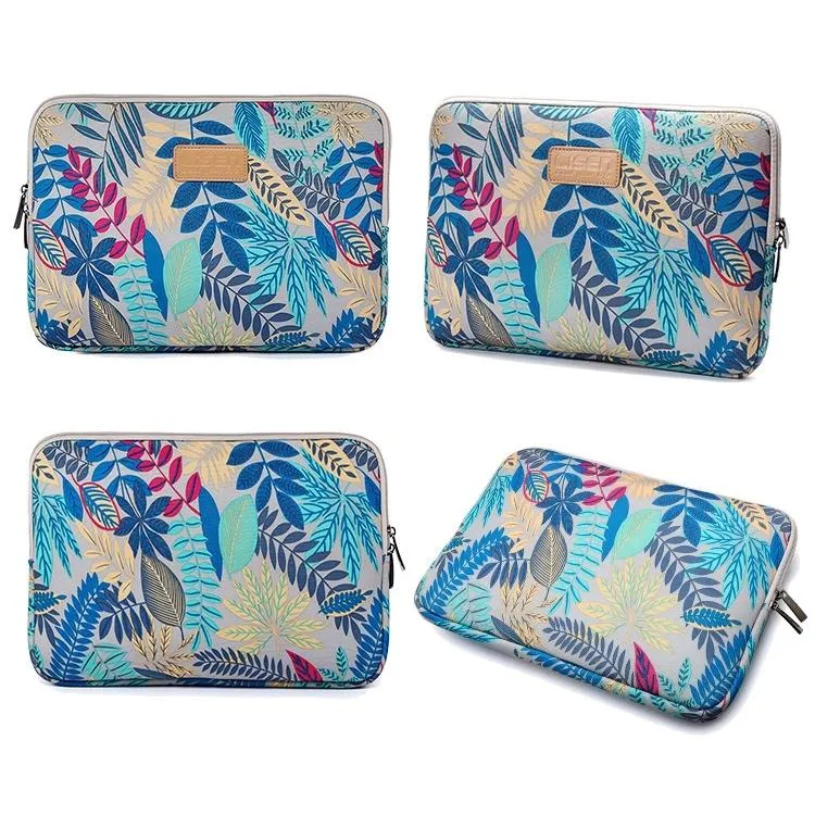 15.6 Inch Laptop Sleeve Case with Zipper for Macbook Samsung Sony Dell Alienware Chuwi Asus Hp - Colourful Leaves Design