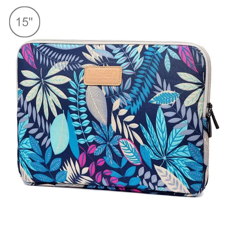 15.6 Inch Laptop Sleeve Case with Zipper for Macbook Samsung Sony Dell Alienware Chuwi Asus Hp - Colourful Leaves Design