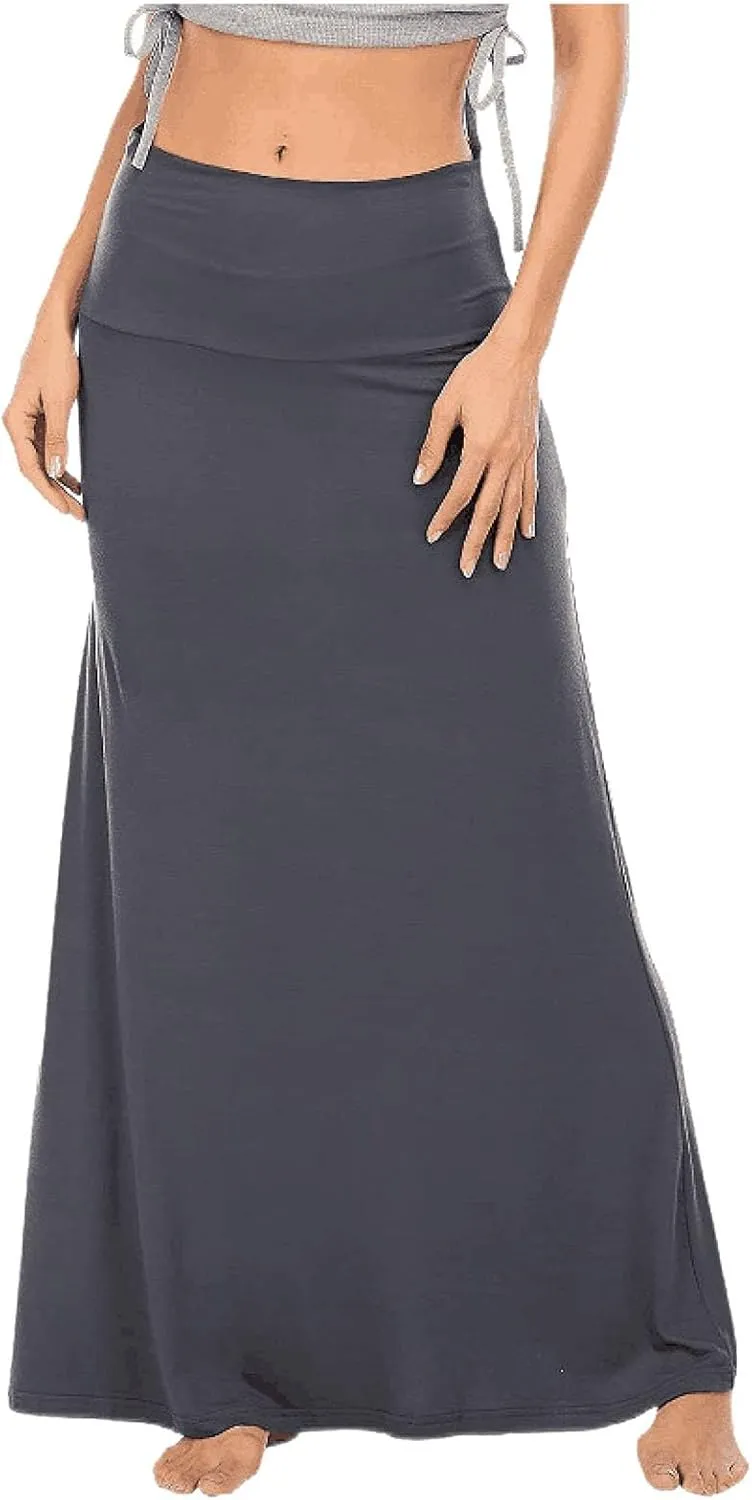2024 Women's Skirts Women's Casual Ruched Stretchy High Waist A Line Skirt Flared Midi Skirt