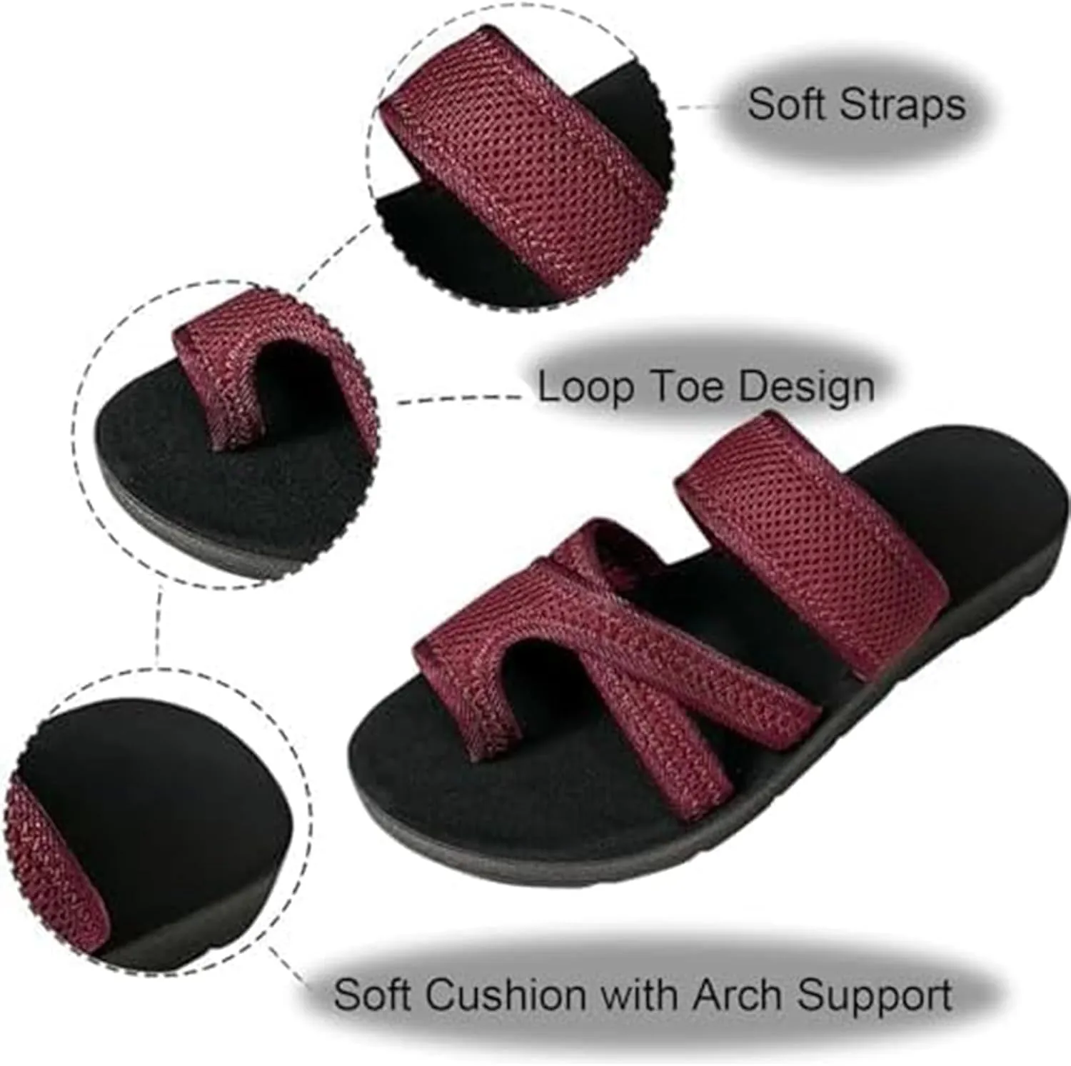 2024women's Hollow Mesh Slide Sandals, Hollow Mesh Slide Sandals With Loop Toe, Arch Support Soft Cushion Orthopedic Shoes
