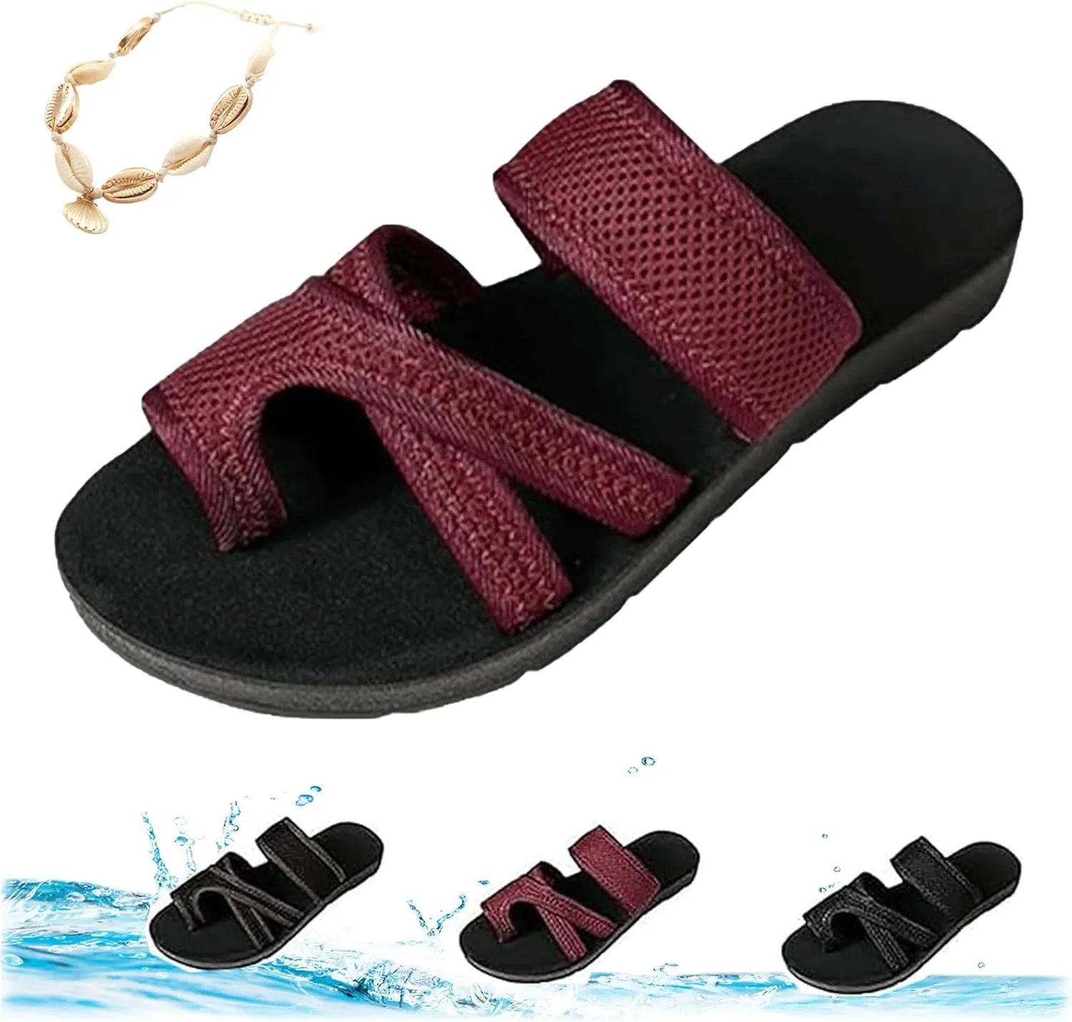 2024women's Hollow Mesh Slide Sandals, Hollow Mesh Slide Sandals With Loop Toe, Arch Support Soft Cushion Orthopedic Shoes