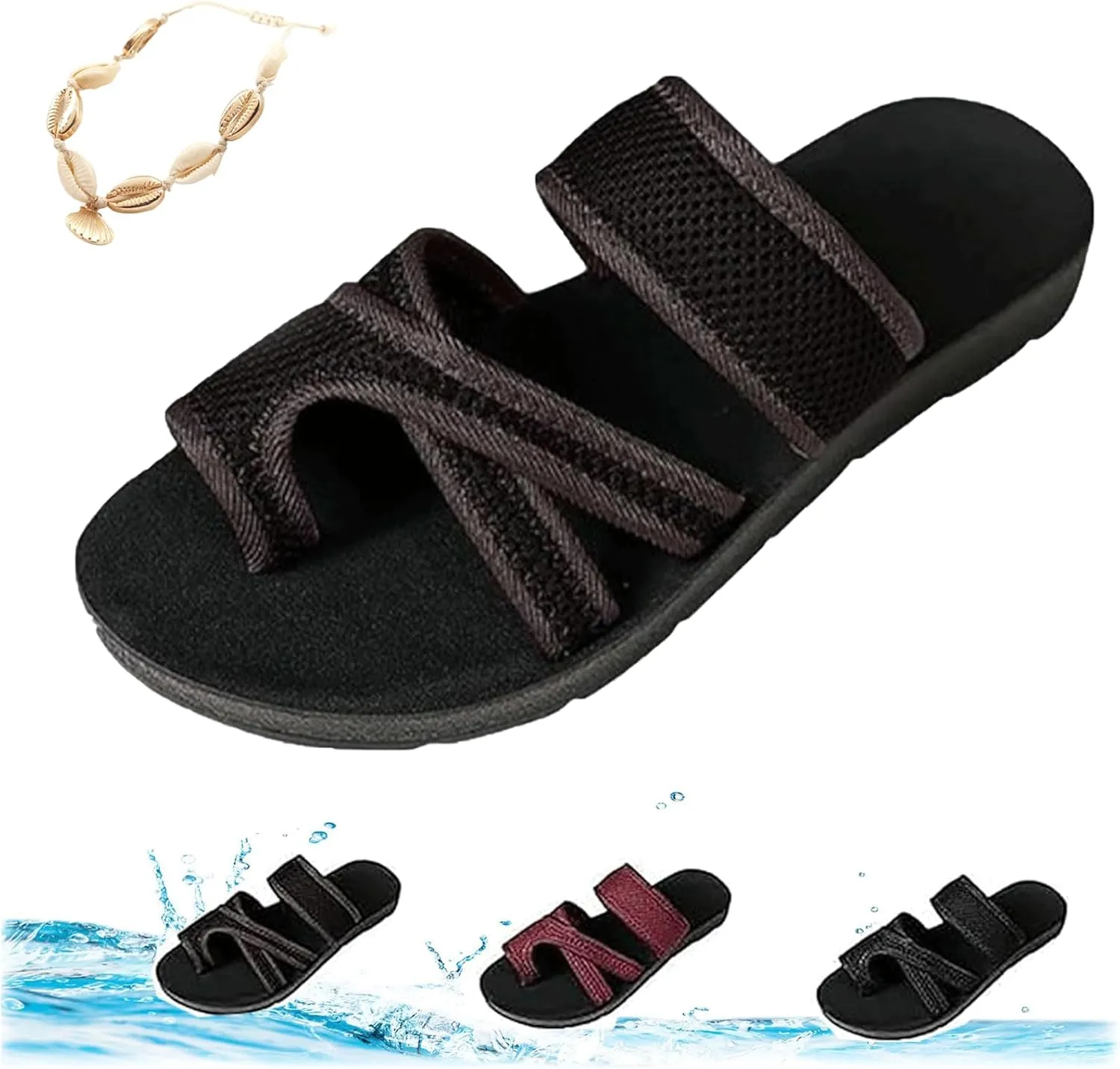 2024women's Hollow Mesh Slide Sandals, Hollow Mesh Slide Sandals With Loop Toe, Arch Support Soft Cushion Orthopedic Shoes