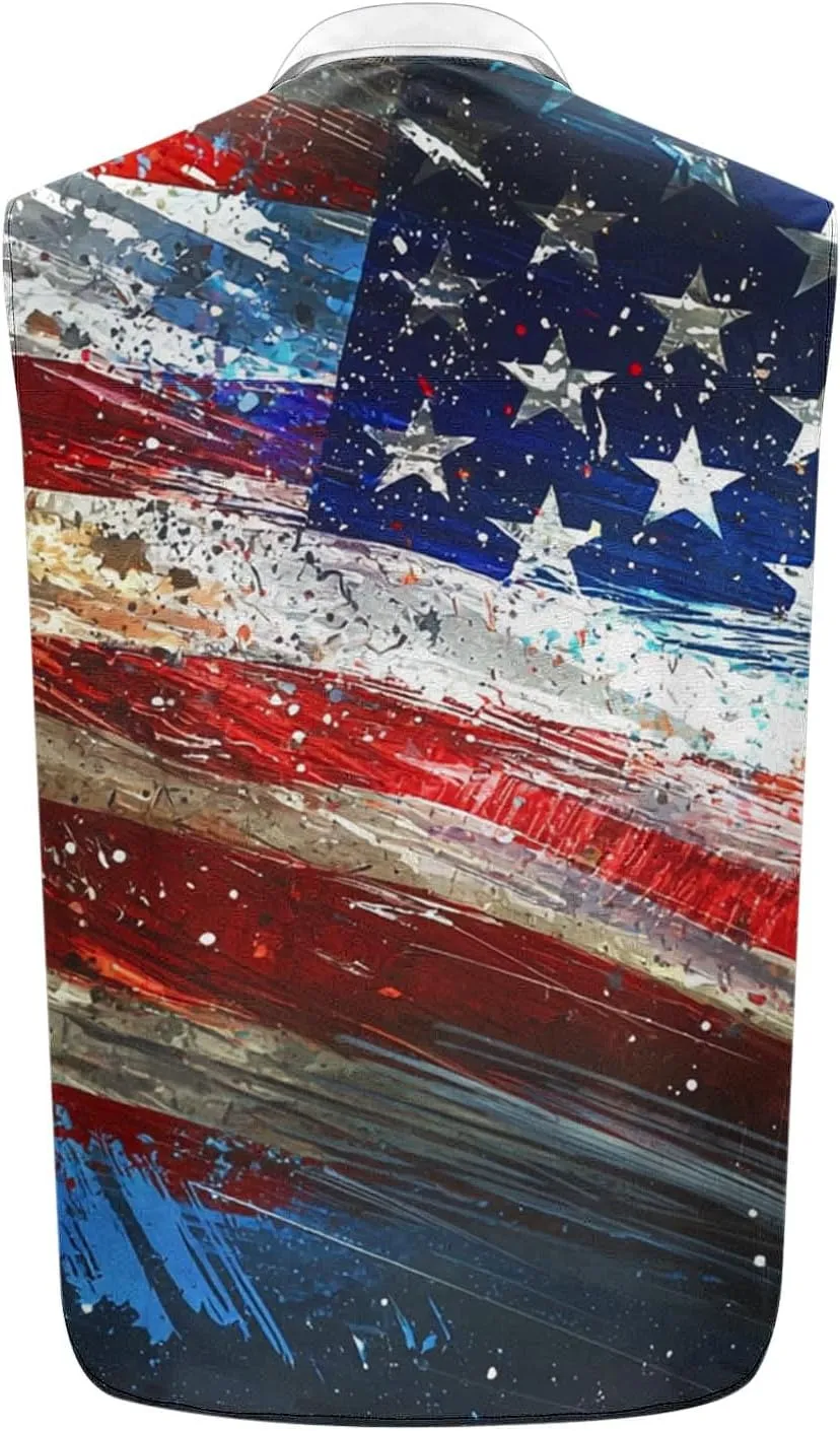2025 USA Flag Striped Shirts for Men Casual Button Down Collared Tank Tops Summer Sleeveless Shirt Beach Active Tees