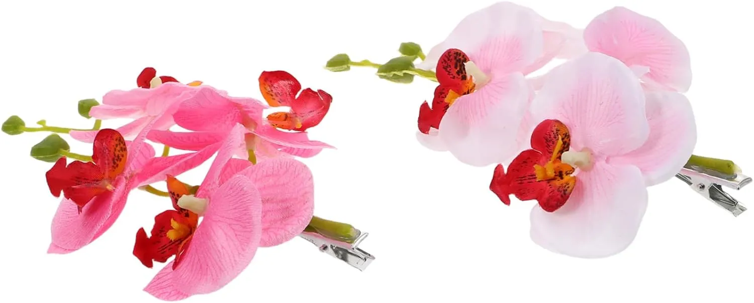 2pcs Butterfly Orchid Hair Clips for Brides and Bridesmaids Elegant Floral Hair Accessories for Weddings Banquets and Everyday Parties Sturdy Construction Firm Grip Versatile Use