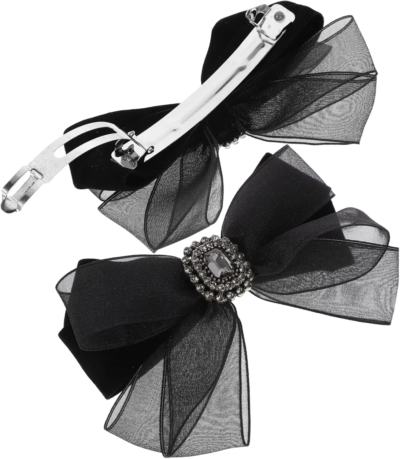 2Pcs Rhinestone Bow Hair Clips Sparkly Decorative Barrettes for Women for Weddings Parties and Photo Shoots Stylish Hair Accessories