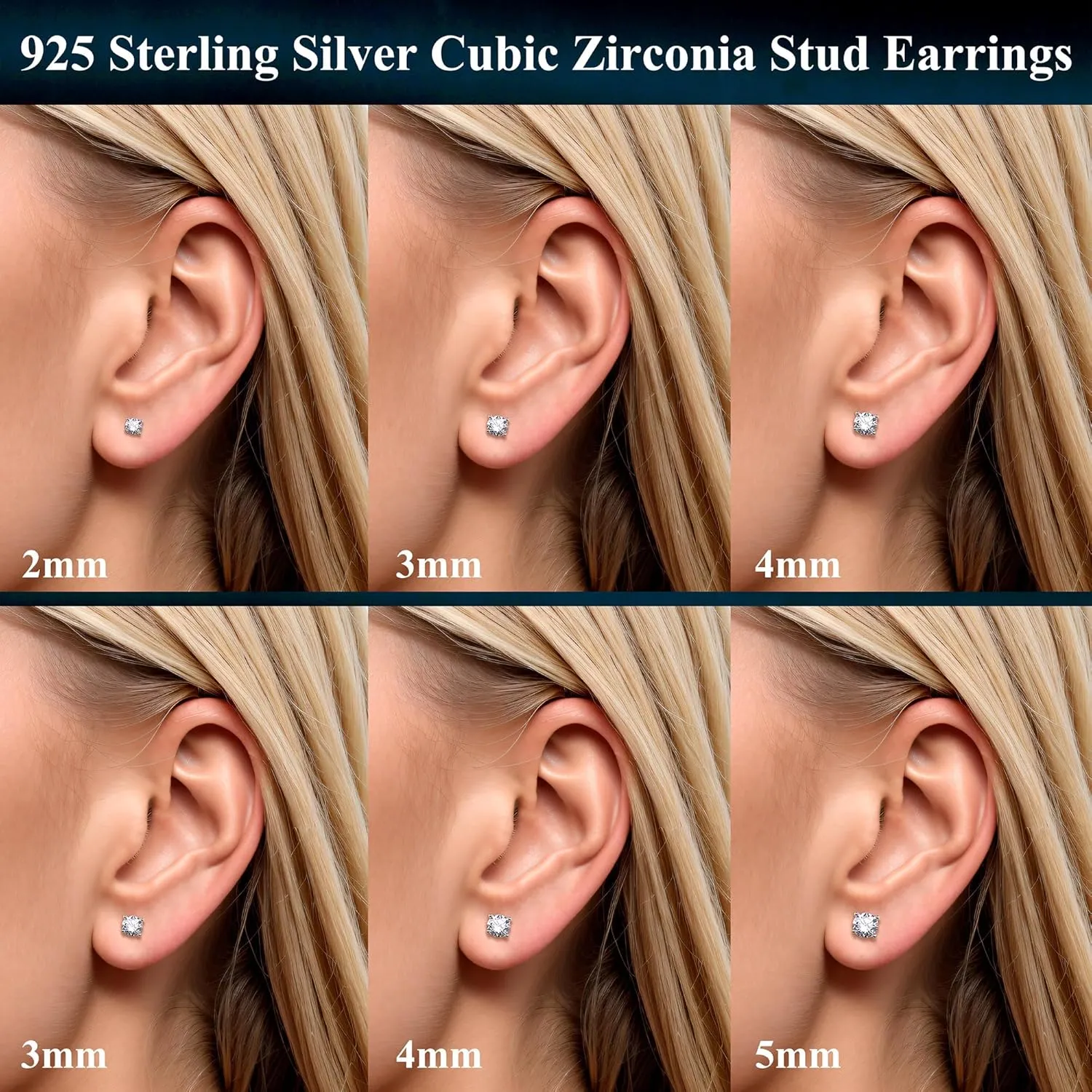 3 Pairs 20G CZ Stud Earrings Flatback 925 Sterling Silver Tragus Cartilage Stud Earrings Set Tiny CZ Stud Flat Back Earrings for Women Men