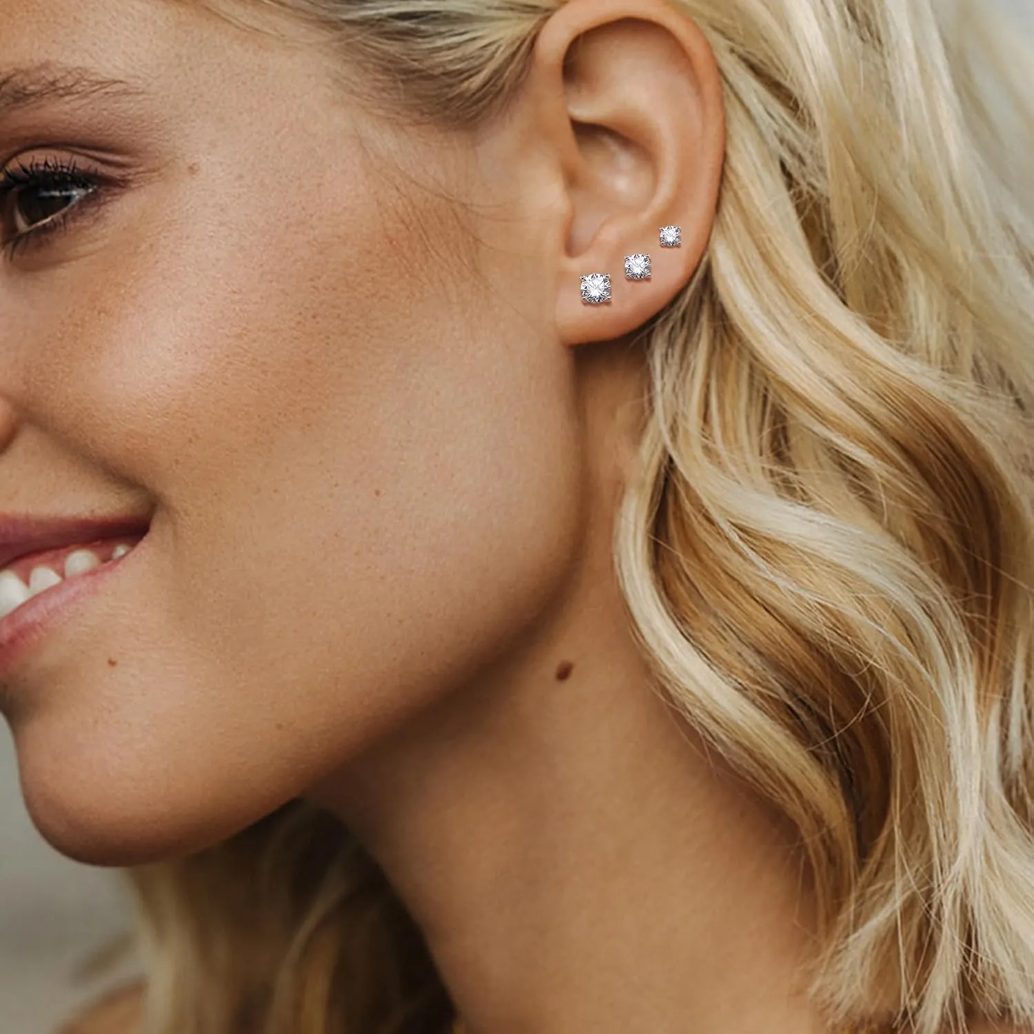 3 Pairs 20G CZ Stud Earrings Flatback 925 Sterling Silver Tragus Cartilage Stud Earrings Set Tiny CZ Stud Flat Back Earrings for Women Men