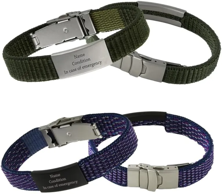 6-Color Bracelet with Buckle, Custom Engraved Webbing Bracelet, Adjustable with Engraving, Fashion with Engraved Plate, Multicolor Buckle