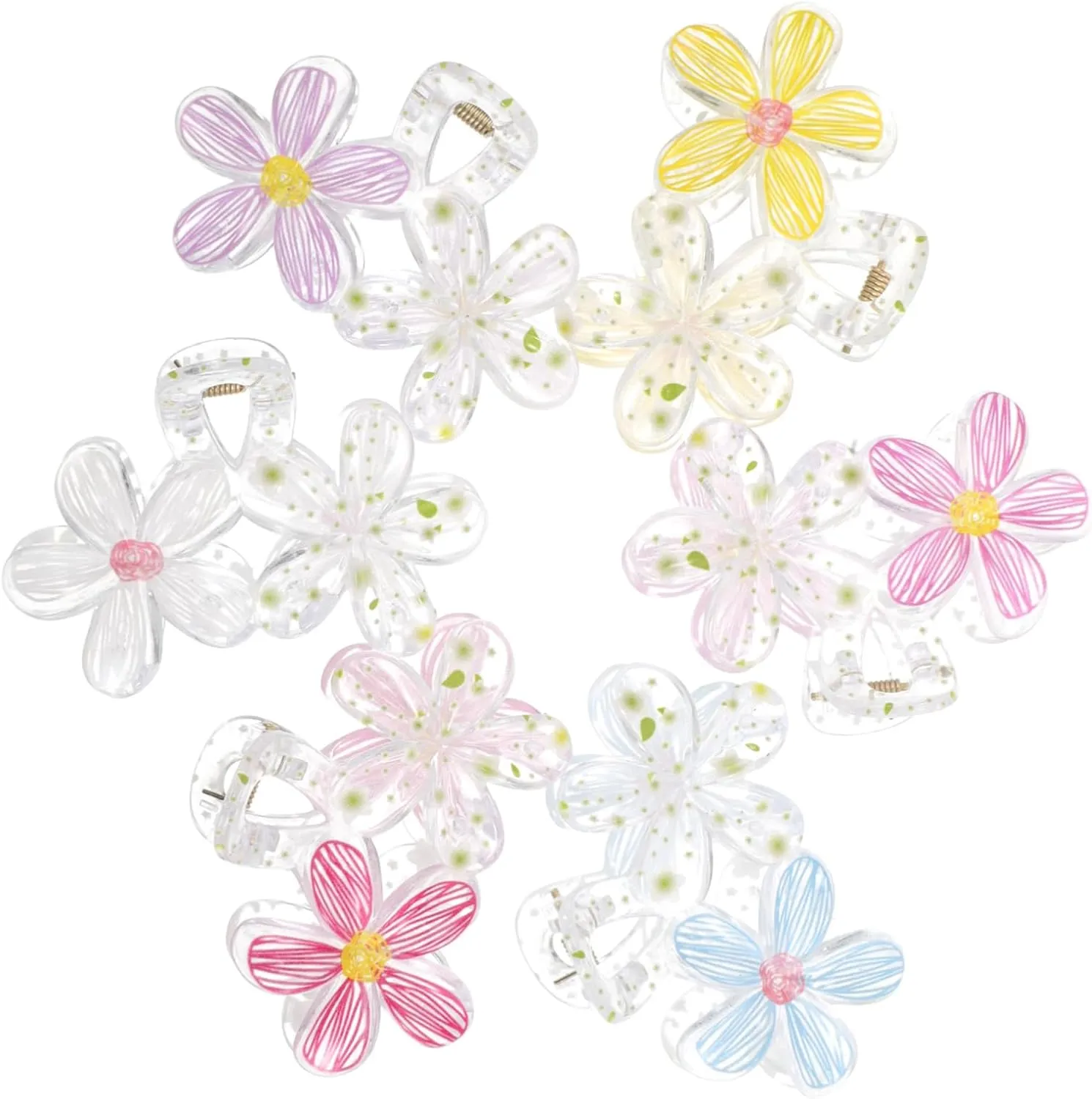 6 Pcs Flower Claw Clip Creative Hair Accessories for Thick Hair Daily Use Parties Fresh Floral Design