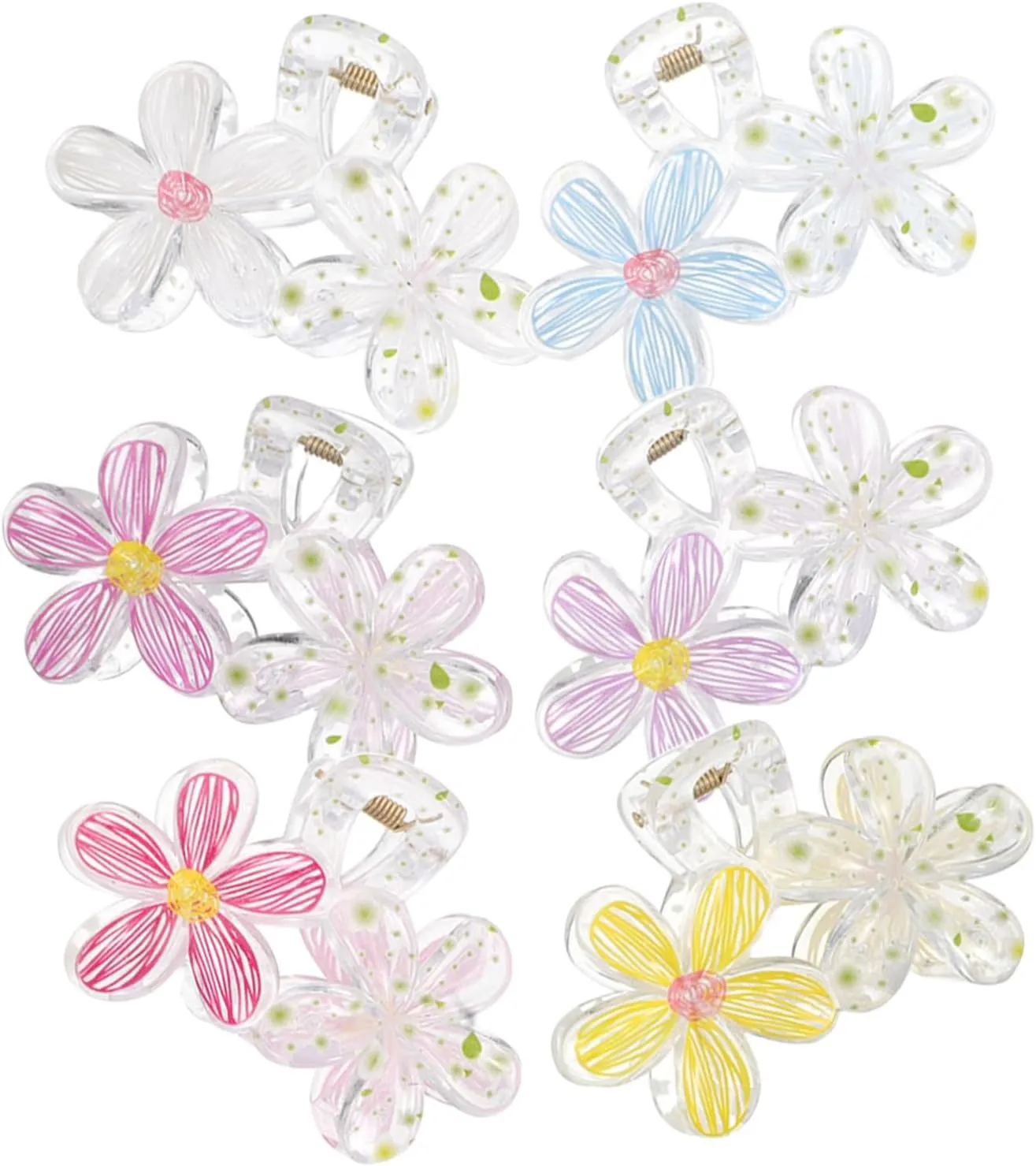 6 Pcs Flower Hair Claw Clips for Women and Creative Floral Design for Thick Thin Hair Stylish Accessories for Parties Daily Use and Beach Wear