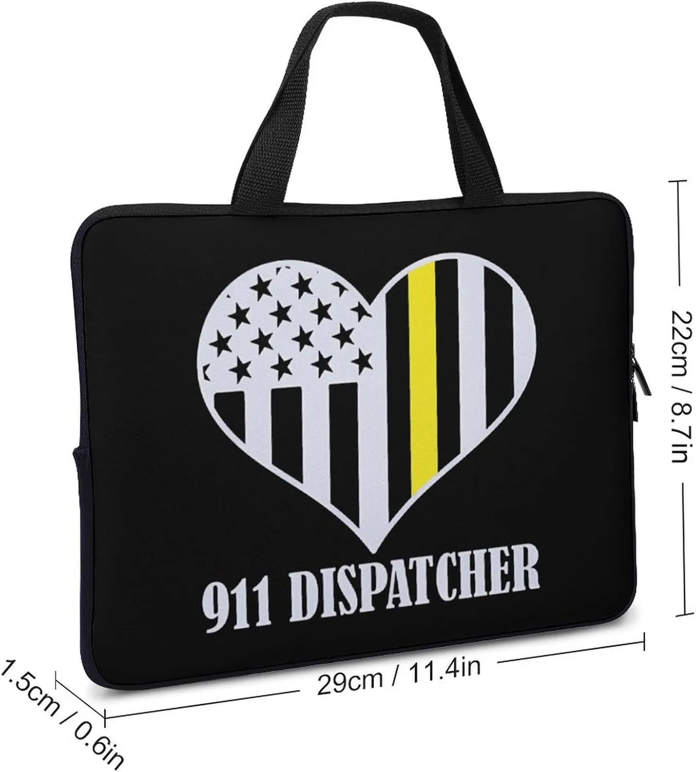 911 Dispatcher Thin Gold Line Heart Funny Laptop Bag Printed Protective Cover Case Handbag for Laptop/Notebook/Ultrabook 10/12/13/15/17 Inches