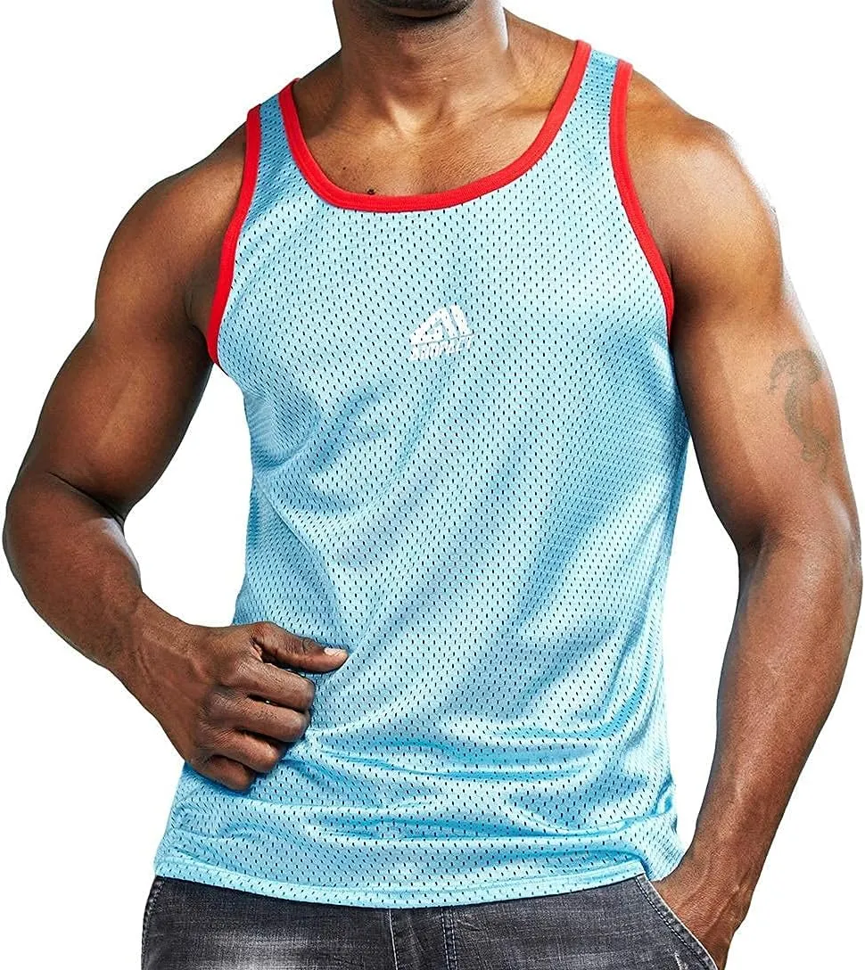 AIMPACT Men Athletic Workout Tank Top Mesh Casual Sleeveless Shirts