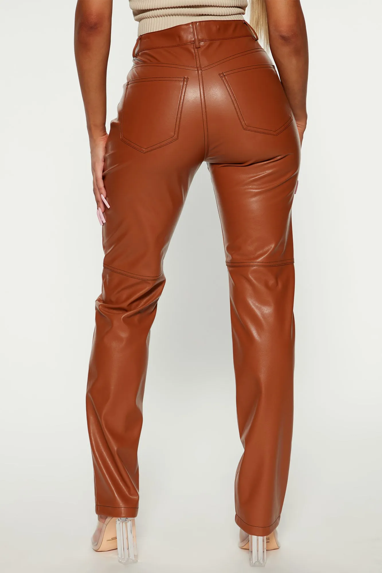 Andrea Faux Leather Pant - Cognac