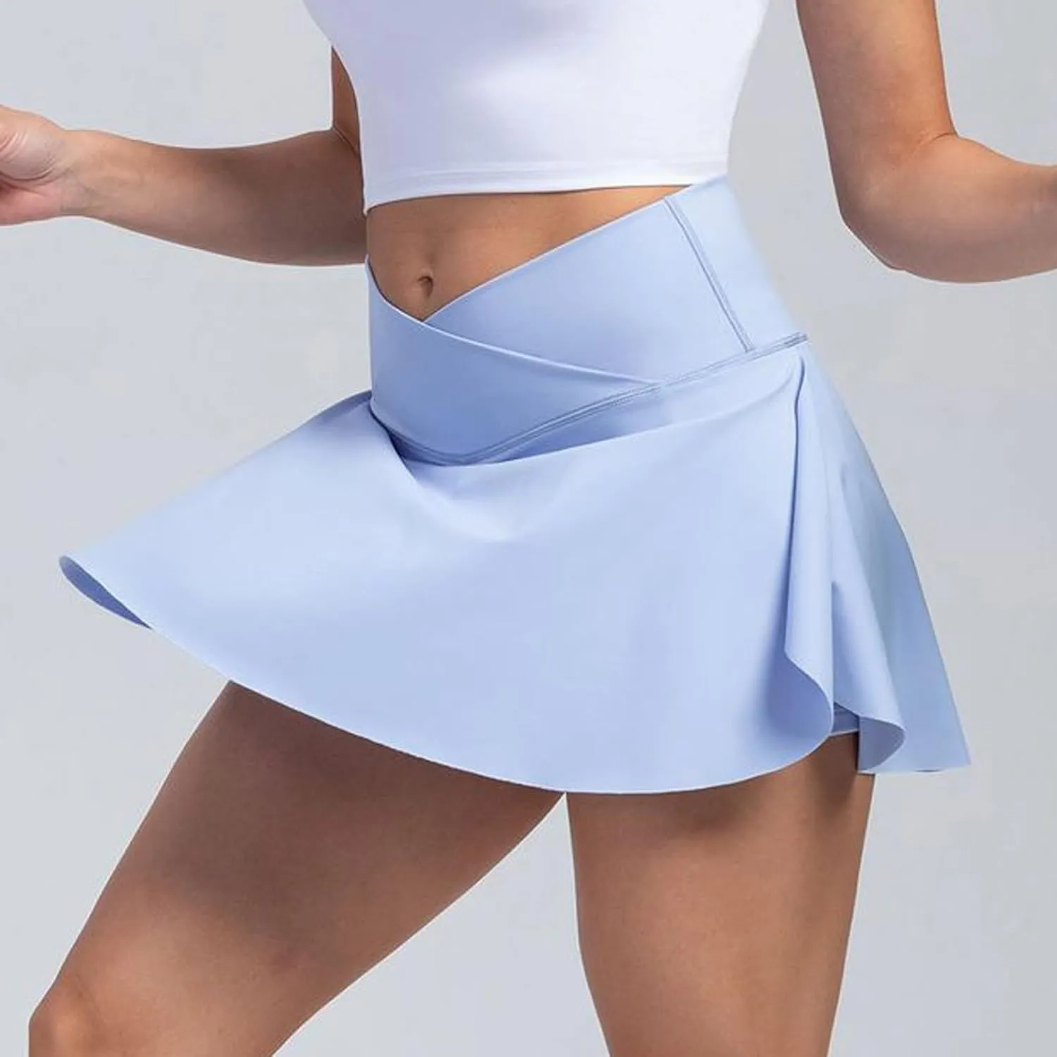Athletic Skorts for Women Mini Tennis Skirt with Shorts Underneath Crossover Yoga Golf Skirts Pickleball Outfits with Pockets