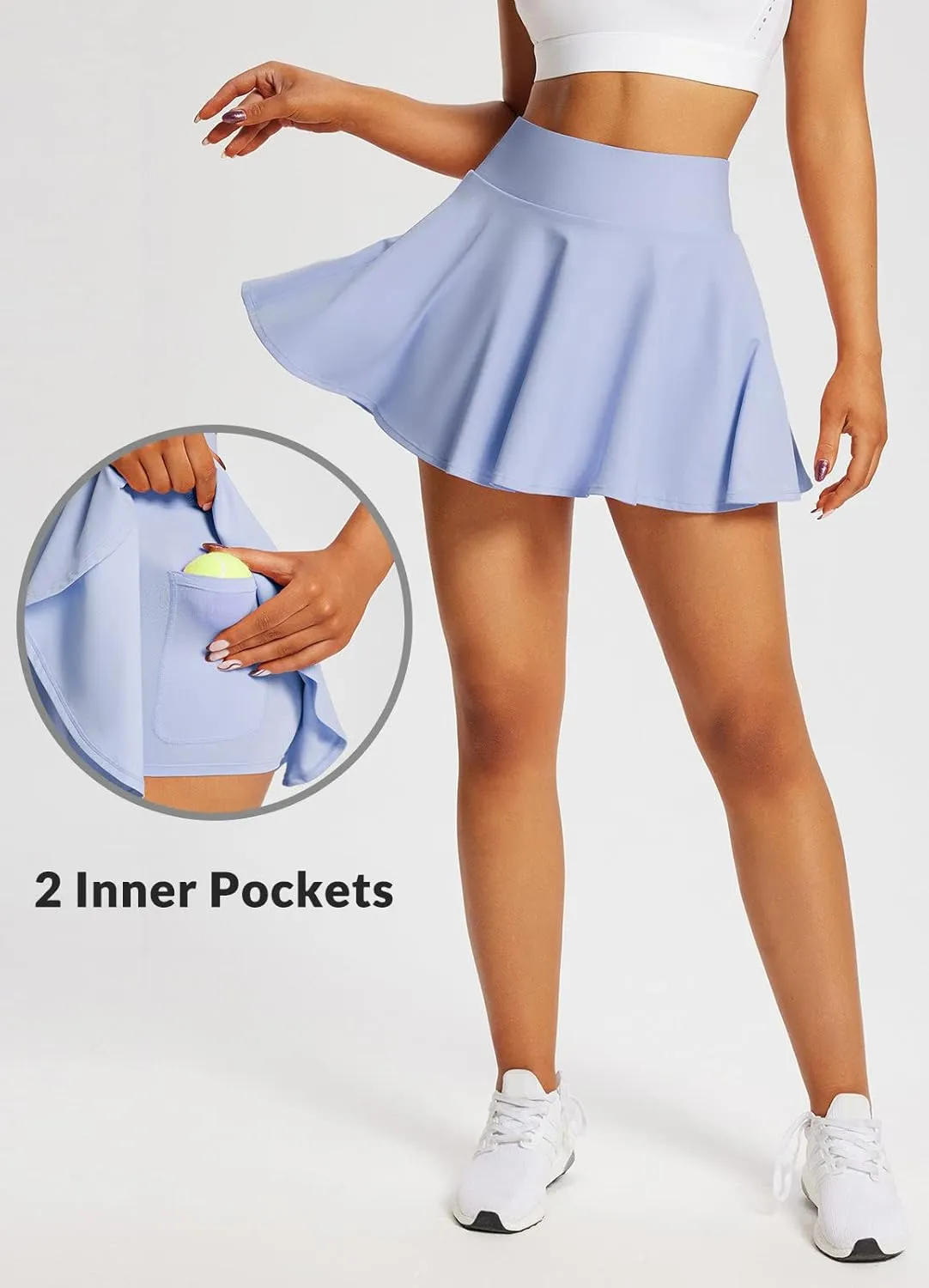 baleaf Women's Tennis Skirts High Waisted Tummy Control Pleated Athletic Golf Skorts Skirts for Running with 2 Pockets