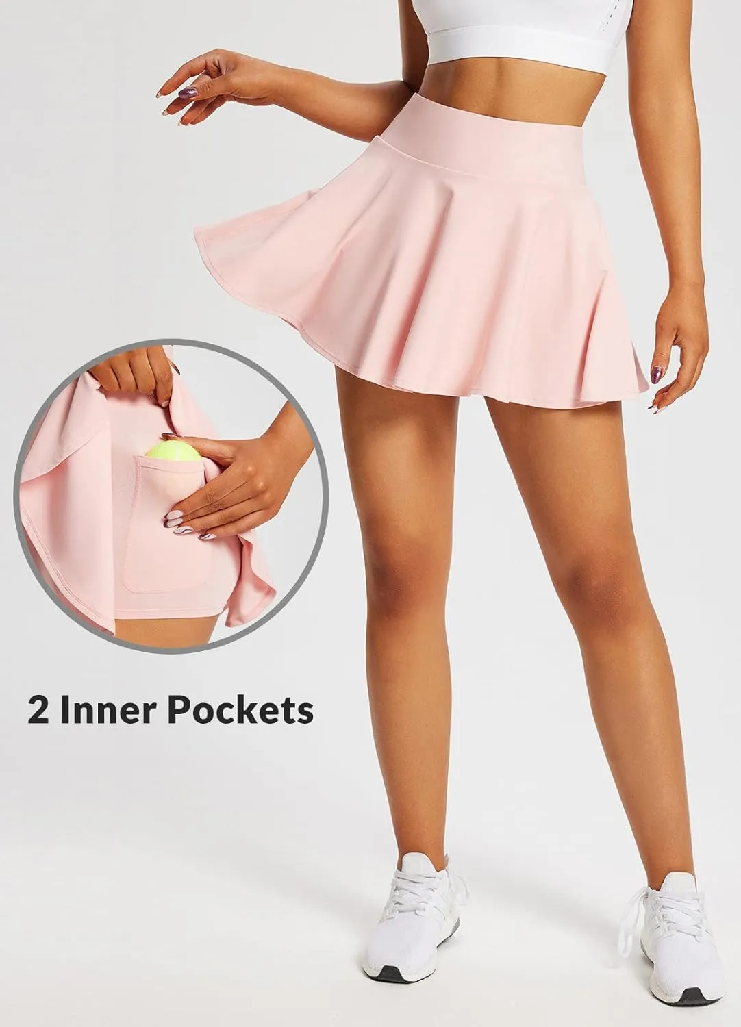 baleaf Women's Tennis Skirts High Waisted Tummy Control Pleated Athletic Golf Skorts Skirts for Running with 2 Pockets