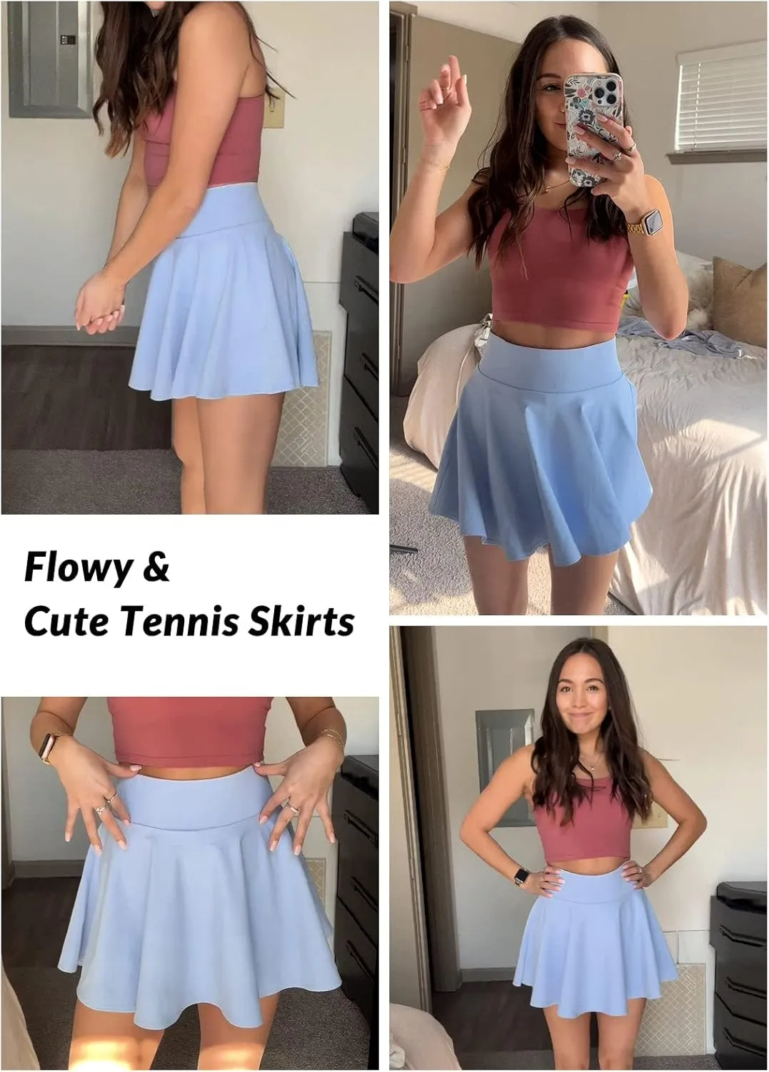baleaf Women's Tennis Skirts High Waisted Tummy Control Pleated Athletic Golf Skorts Skirts for Running with 2 Pockets