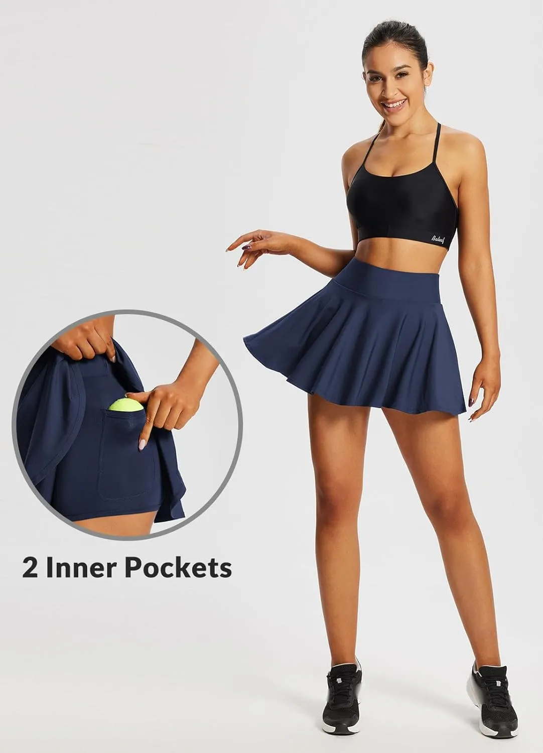 baleaf Women's Tennis Skirts High Waisted Tummy Control Pleated Athletic Golf Skorts Skirts for Running with 2 Pockets