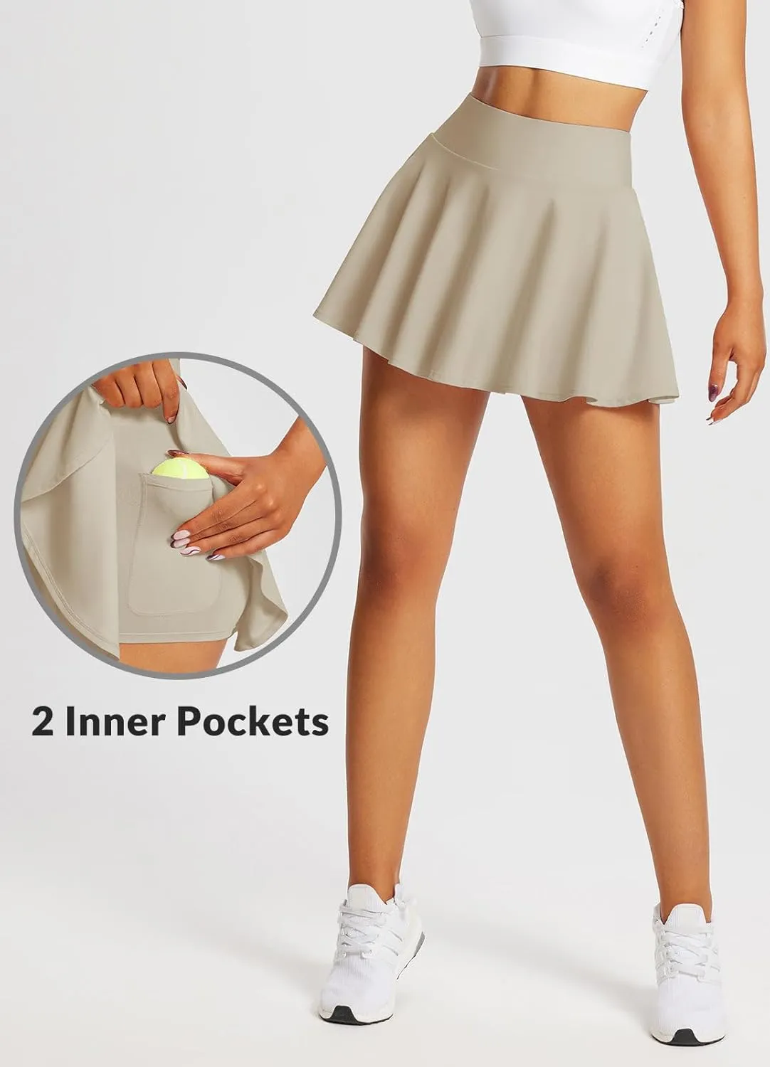 baleaf Women's Tennis Skirts High Waisted Tummy Control Pleated Athletic Golf Skorts Skirts for Running with 2 Pockets