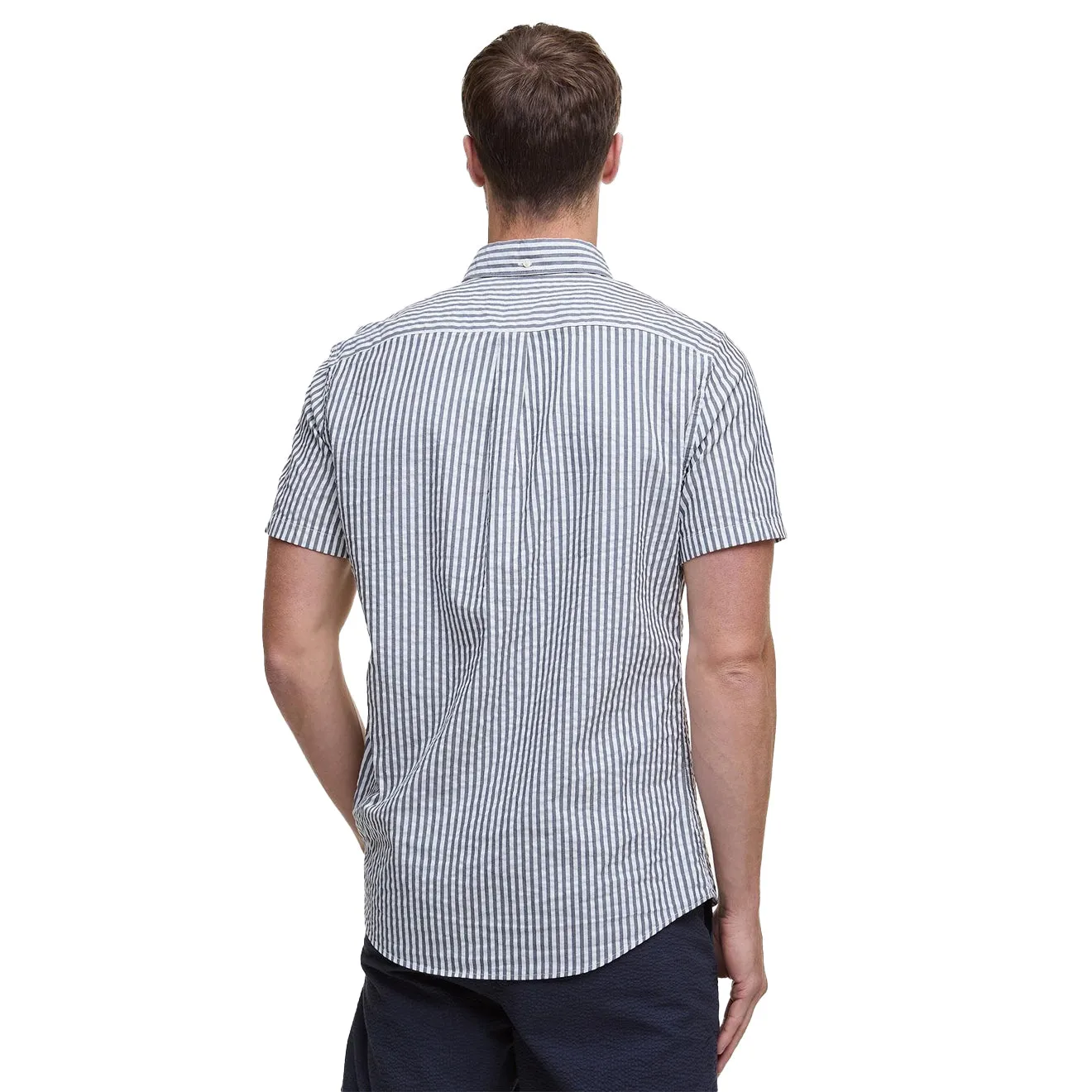 Barbour Cresswell Seersucker Summer Fit Shirt Navy