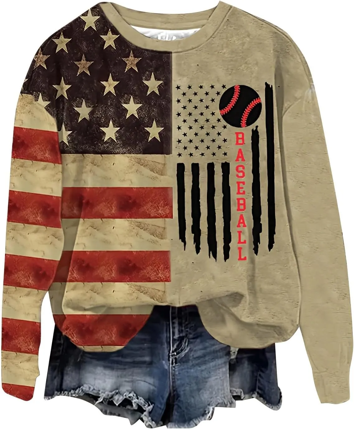 Baseball Mom Sweatshirt Long Sleeve Game Day Softball Sweatshirts Plus Size Patterned Raglan Jerseys