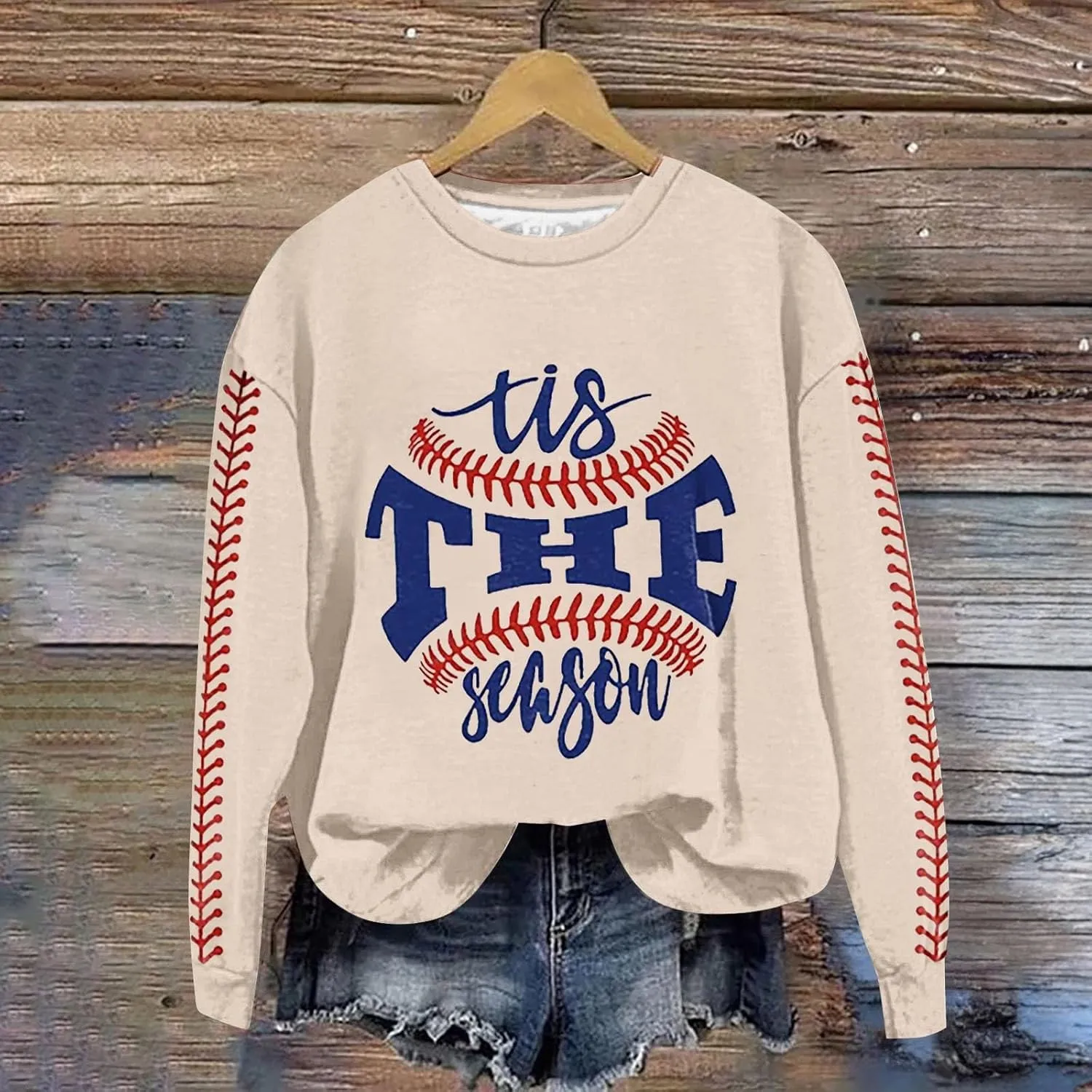 Baseball Mom Sweatshirt Long Sleeve Game Day Softball Sweatshirts Plus Size Patterned Raglan Jerseys