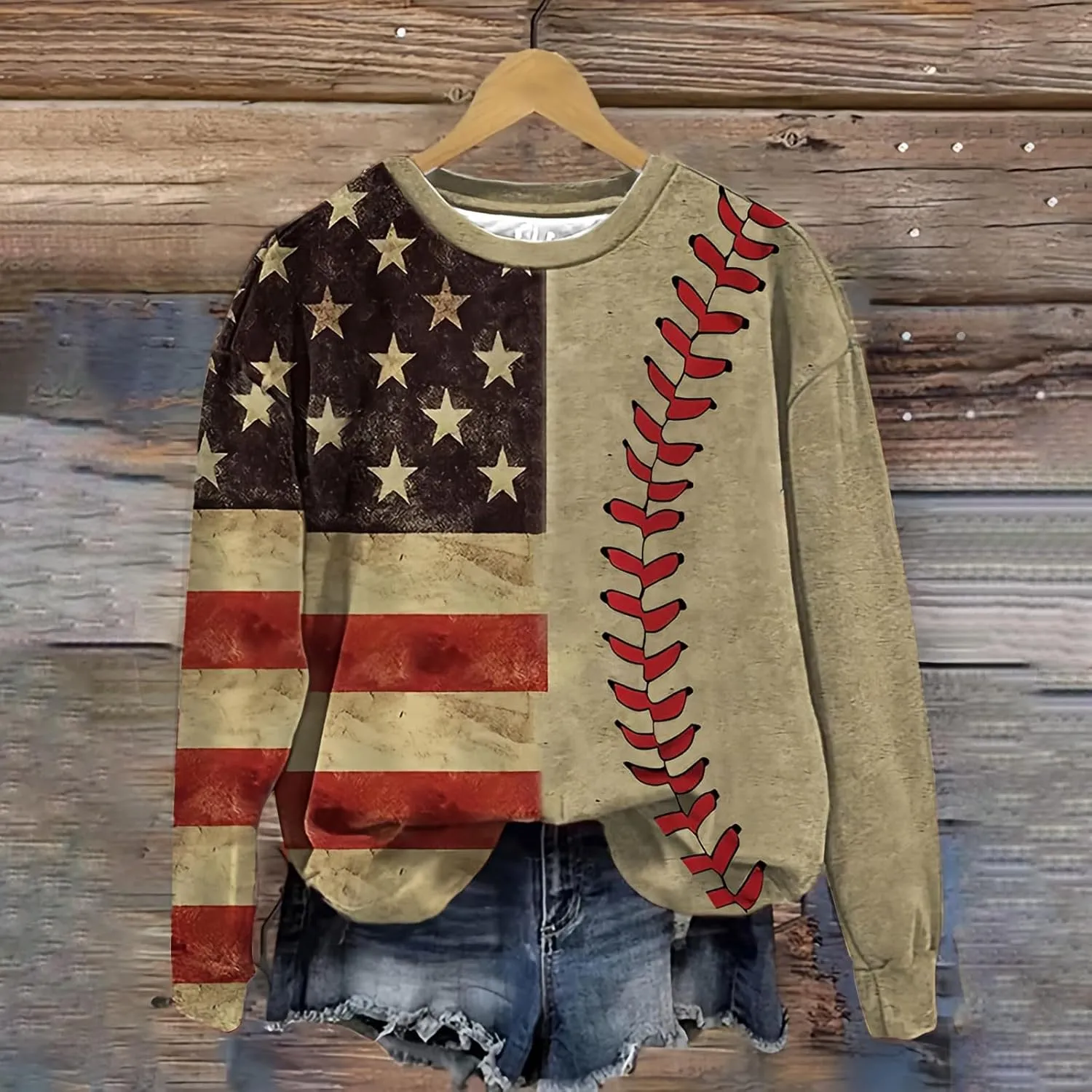 Baseball Mom Sweatshirt Long Sleeve Game Day Softball Sweatshirts Plus Size Patterned Raglan Jerseys