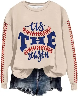 Baseball Mom Sweatshirt Long Sleeve Game Day Softball Sweatshirts Plus Size Patterned Raglan Jerseys