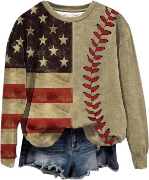 Baseball Mom Sweatshirt Long Sleeve Game Day Softball Sweatshirts Plus Size Patterned Raglan Jerseys