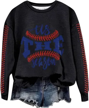 Baseball Mom Sweatshirt Long Sleeve Game Day Softball Sweatshirts Plus Size Patterned Raglan Jerseys