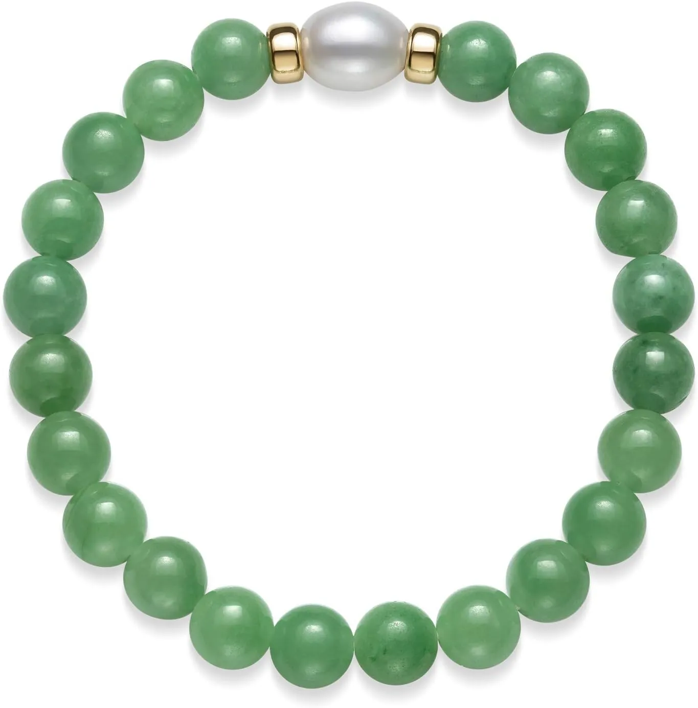 Belacqua Natural Jade and Freshwater Pearl Stretch Bracelet for Women | 14K Yellow Gold | Jewelry for Her | Gift Box Included