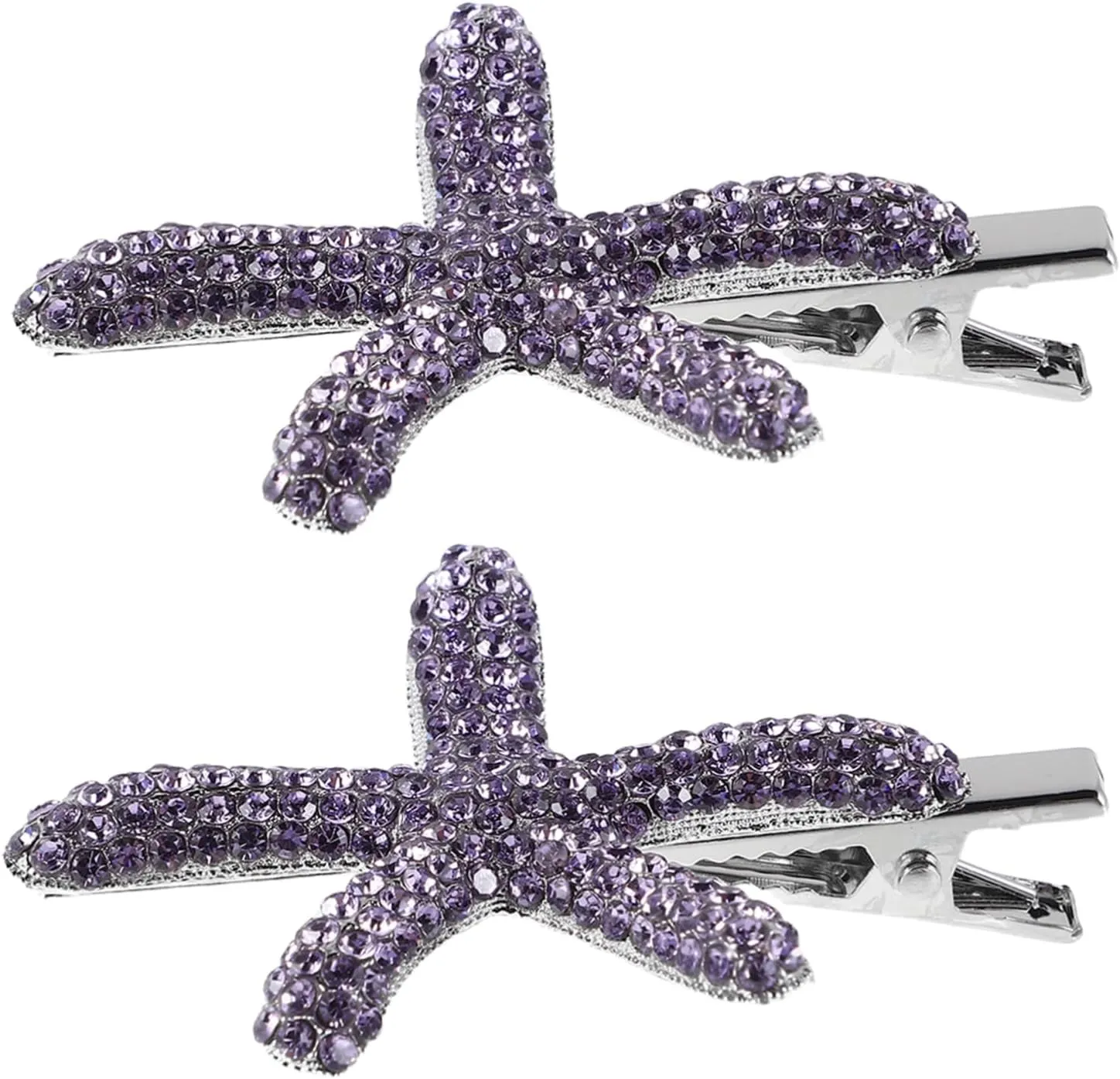 BESPORTBLE 2pcs Purple Sea Star Hair Clips with Rhinestones Mermaid Hair Accessories for Beach Weddings and Parties Reliable Grip