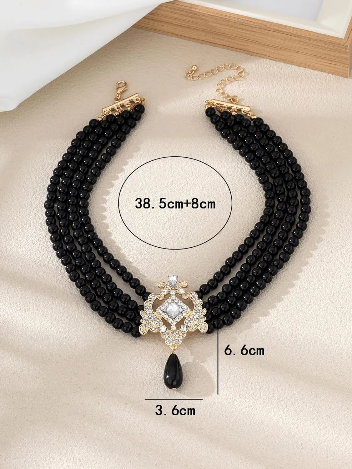 Bethynas Boho Layered Pearl Rhinestones Choker Necklace Vintage Chunky Pearl Crystal Pendant Short Necklace Chain Bridal Prom 1920s Costume Party Jewelry for Women