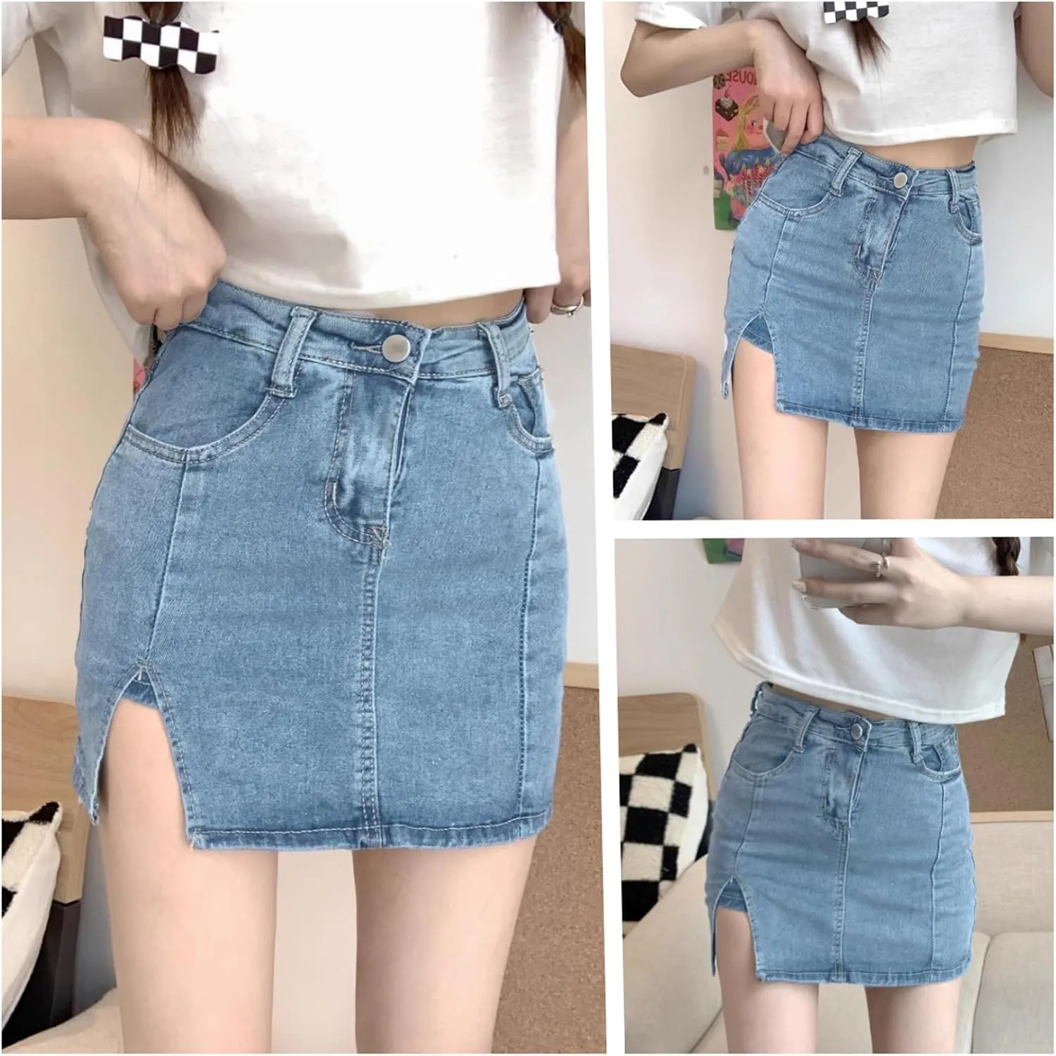 Bloomy Skorts, Women's Stretchy High Waisted Skort with Built-in Shorts, for Yoga Gym Travel, Plus Size
