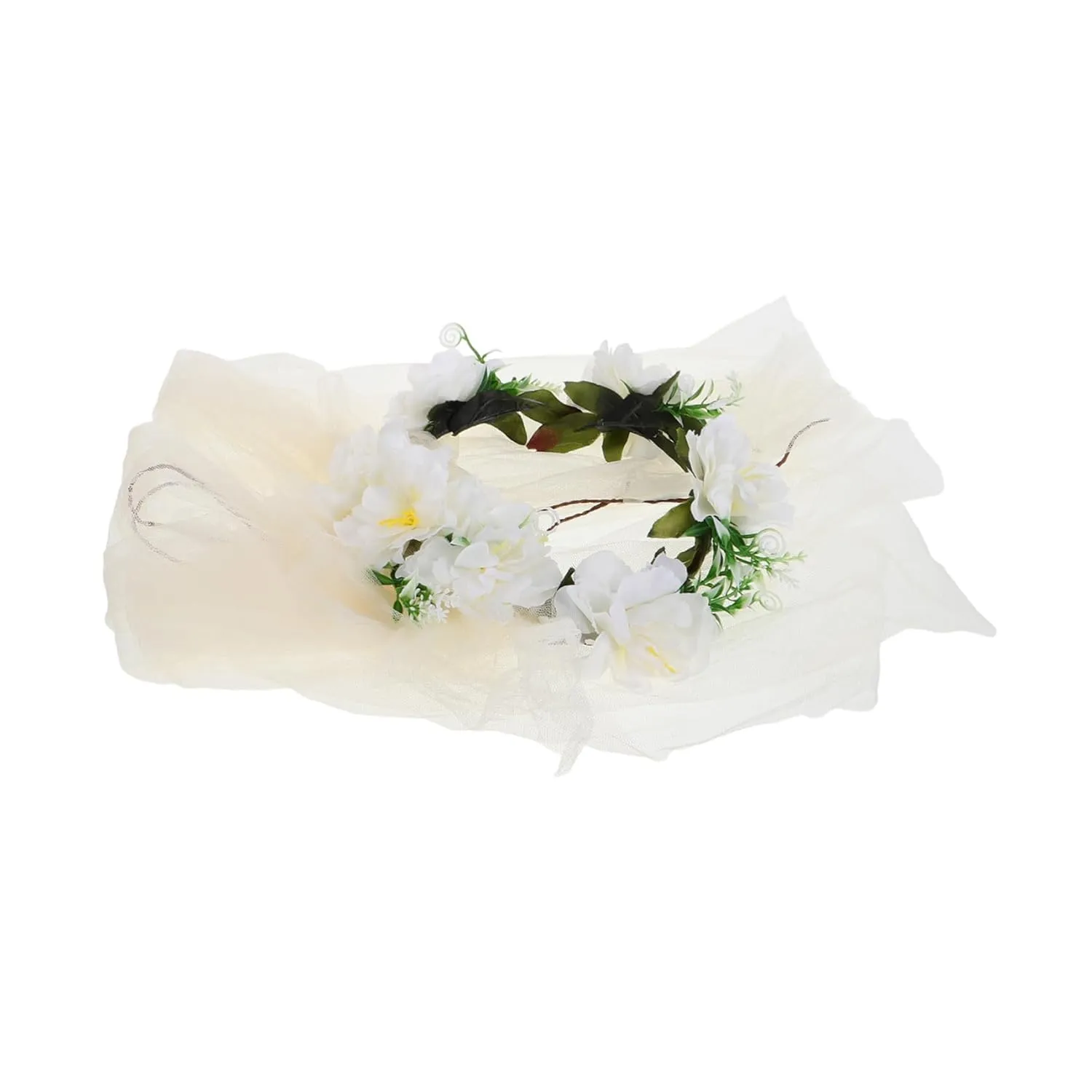Boho Wedding Flower Crown with Veil Hairband Floral Headpiece for Beach Vacations Romantic Photoshoots Ceremony Accessory