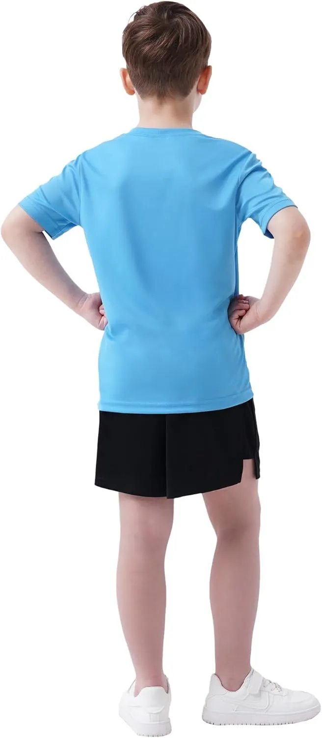 Boys Athletic Shirt Quick Dry Short Sleeve Performance Moisture Wicking T Shirt for Youth