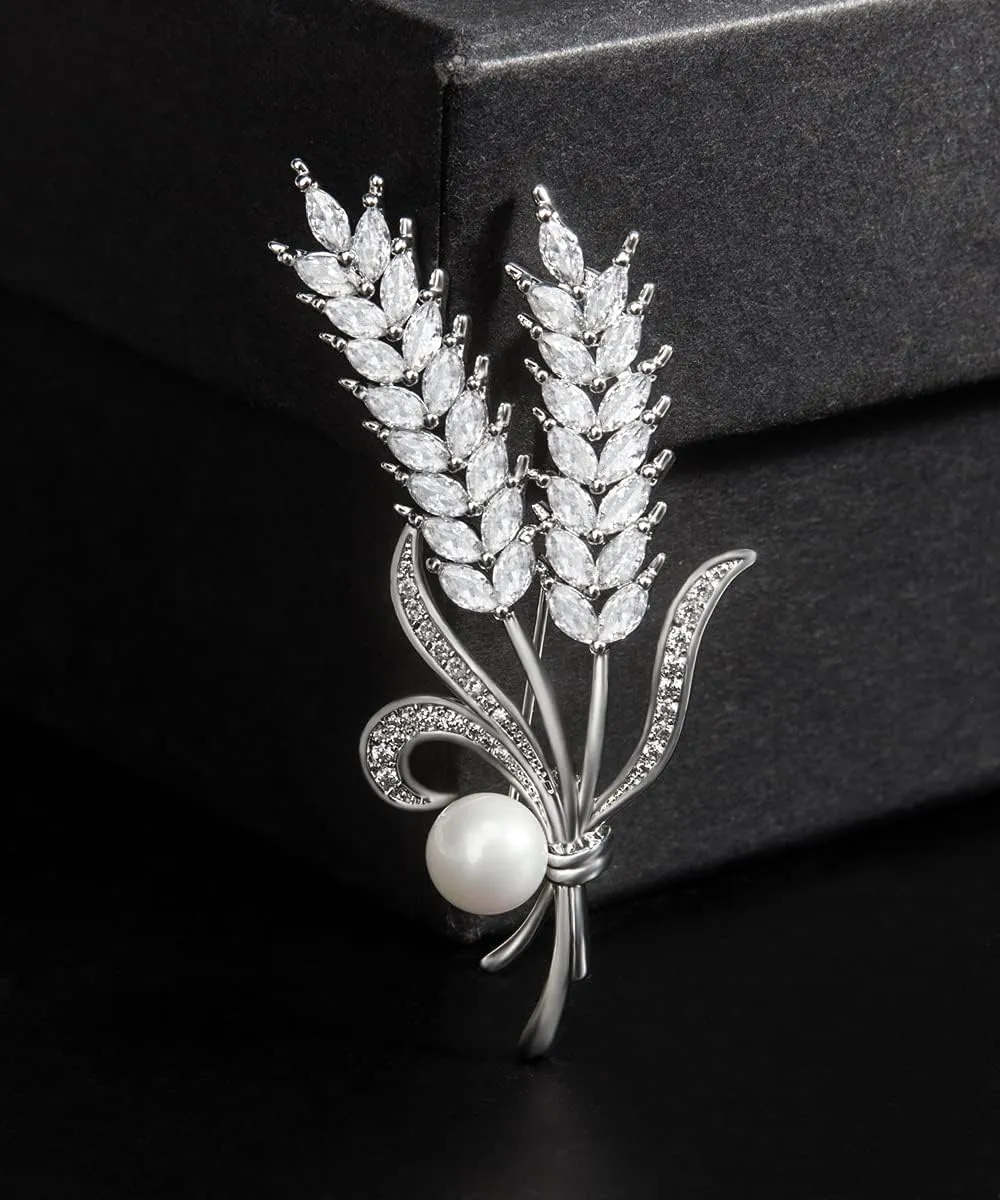 Brooches for Women, Cubic Zirconias Brooch Pins Elegant Fashionable Bouquet Pins Broach Jewelry for Wedding Party Birthday Banquet