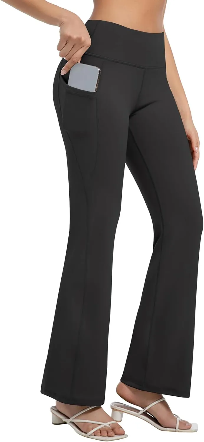 BUBBLELIME 29"/31"/33"/35" 3 Styles Women's Bootcut Yoga Pants Basic/Back Pockets High Waist Workout Tummy Control Flare