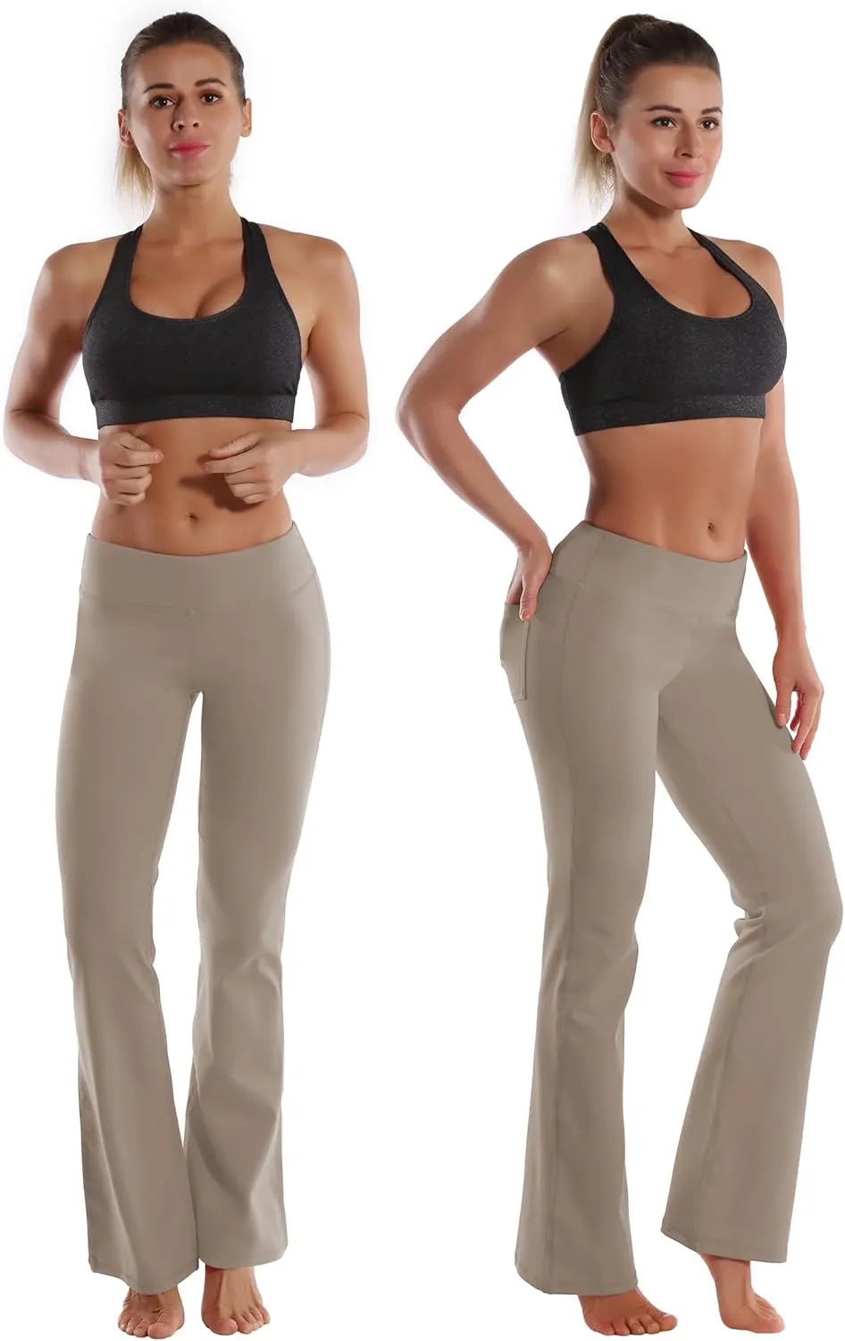 BUBBLELIME 29"/31"/33"/35" 3 Styles Women's Bootcut Yoga Pants Basic/Back Pockets High Waist Workout Tummy Control Flare