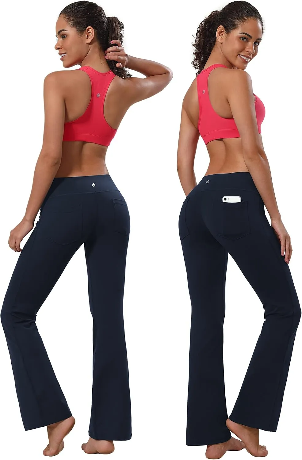 BUBBLELIME 29"/31"/33"/35" 3 Styles Women's Bootcut Yoga Pants Basic/Back Pockets High Waist Workout Tummy Control Flare