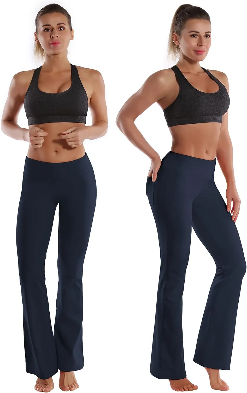 BUBBLELIME 29"/31"/33"/35" 3 Styles Women's Bootcut Yoga Pants Basic/Back Pockets High Waist Workout Tummy Control Flare