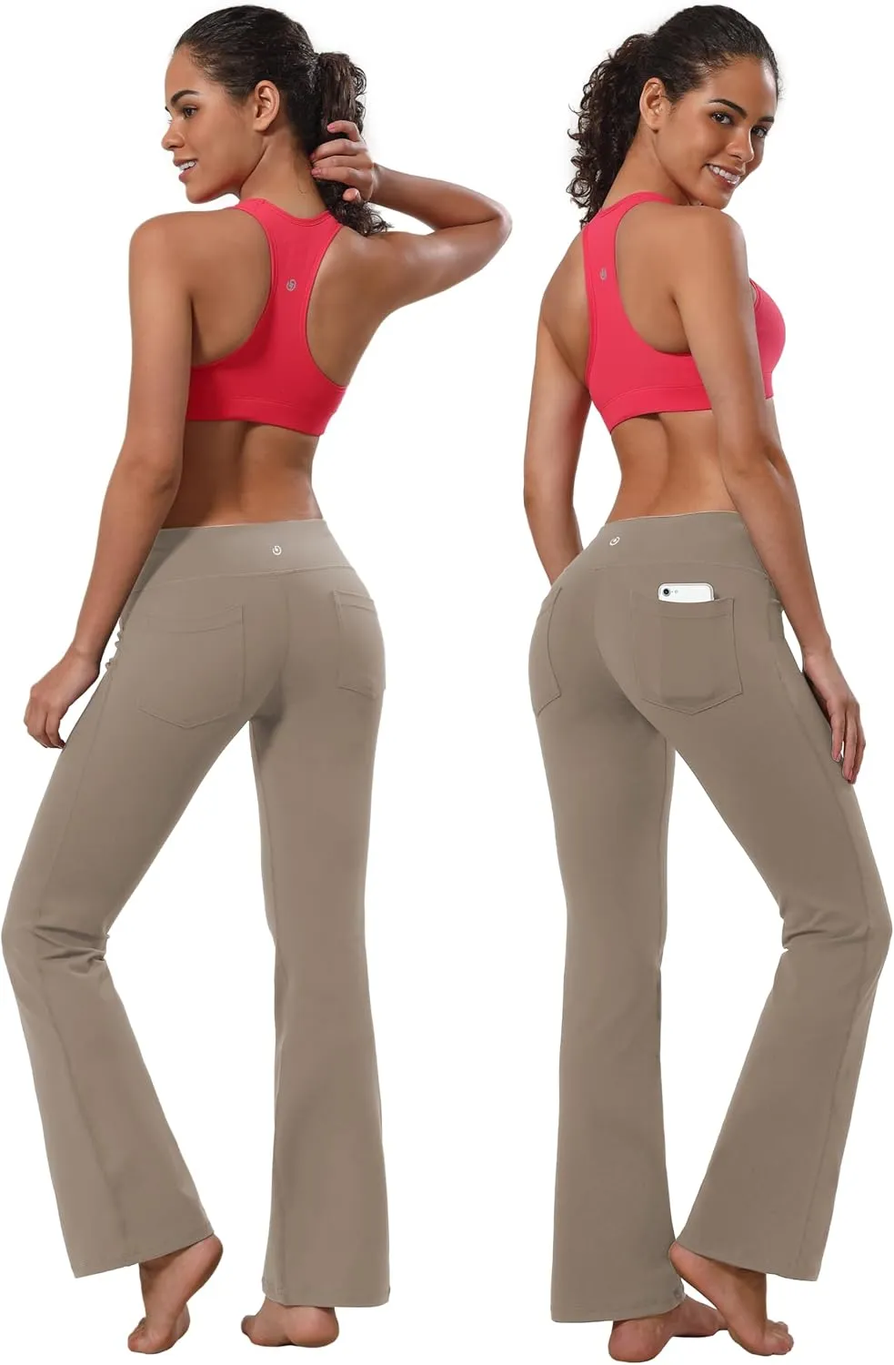 BUBBLELIME 29"/31"/33"/35" 3 Styles Women's Bootcut Yoga Pants Basic/Back Pockets High Waist Workout Tummy Control Flare