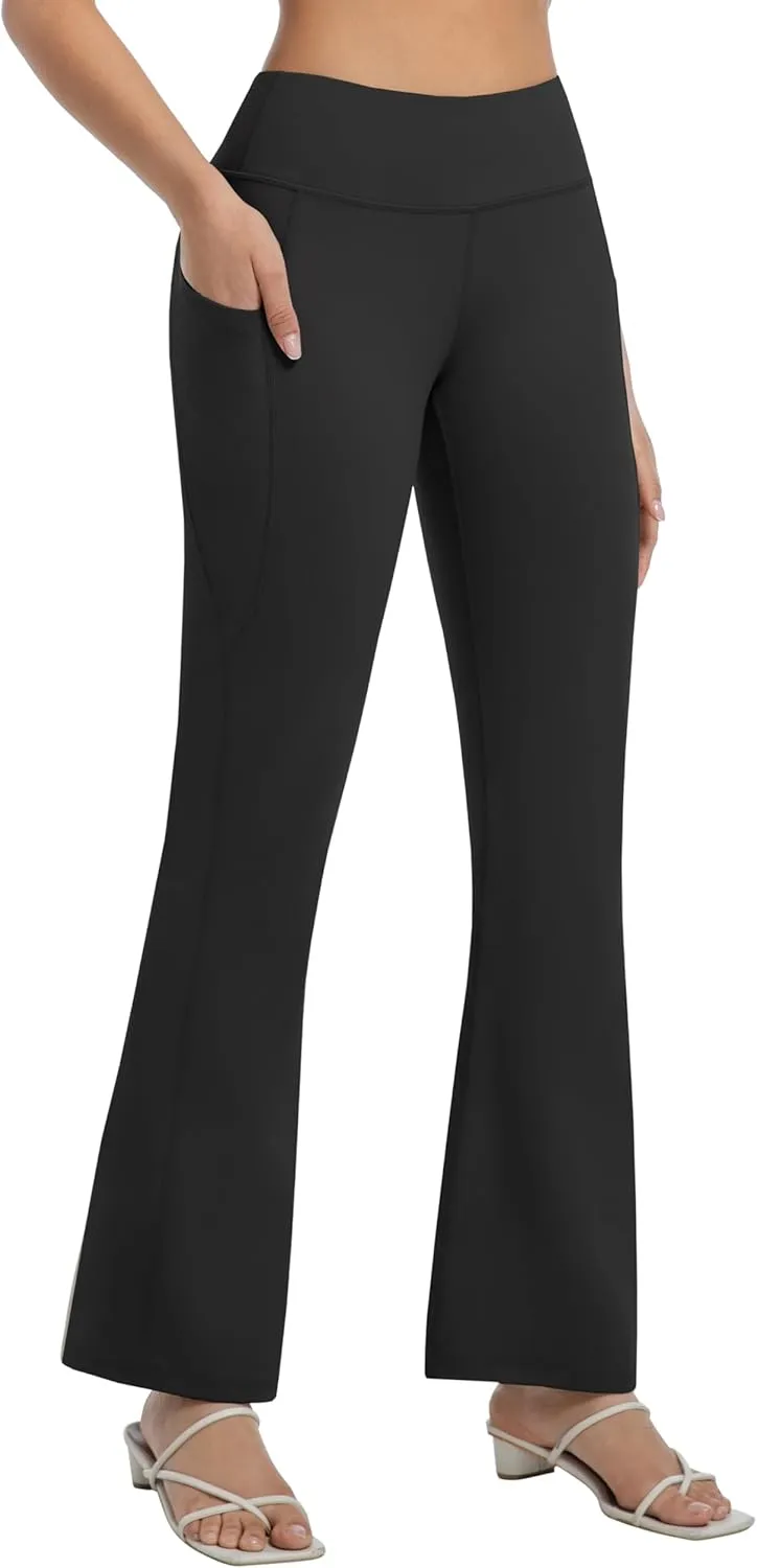 BUBBLELIME 29"/31"/33"/35" 3 Styles Women's Bootcut Yoga Pants Basic/Back Pockets High Waist Workout Tummy Control Flare