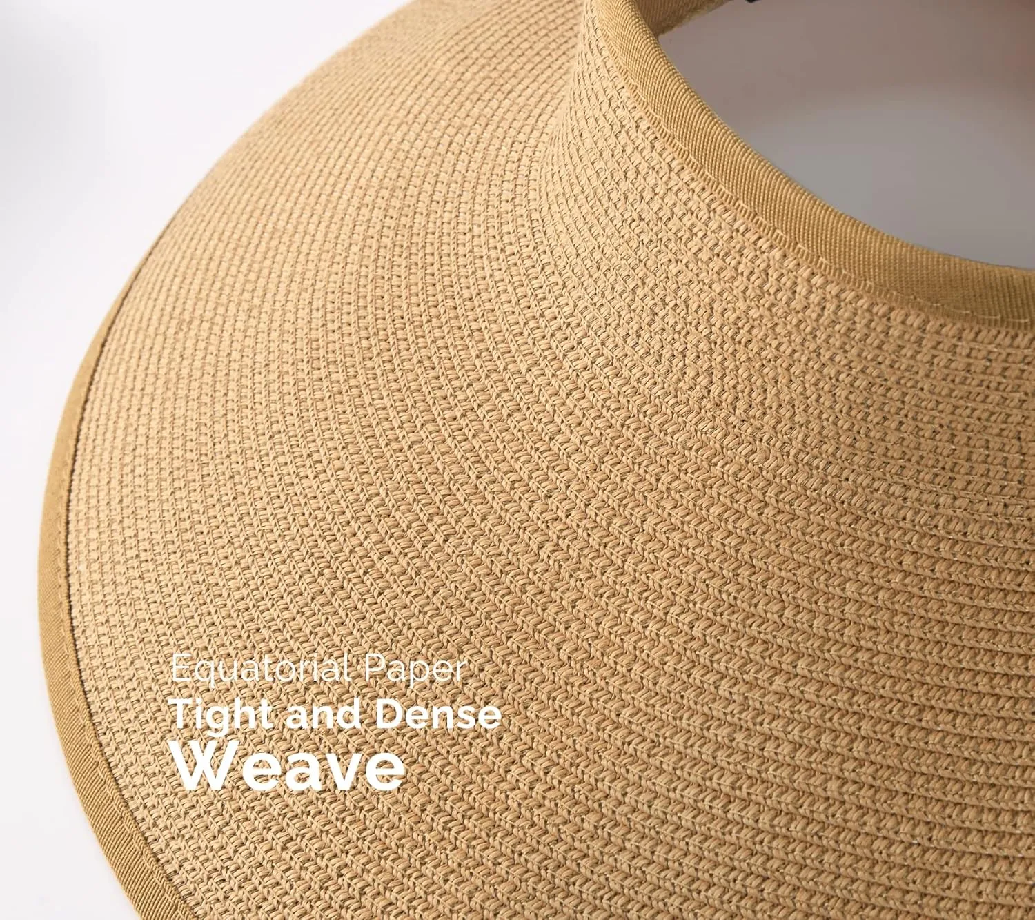 Camptrace Sun Visors for Women Wide Brim Beach Hat Foldable Straw Visor Hat Ponytail Summer Packable UPF 50 