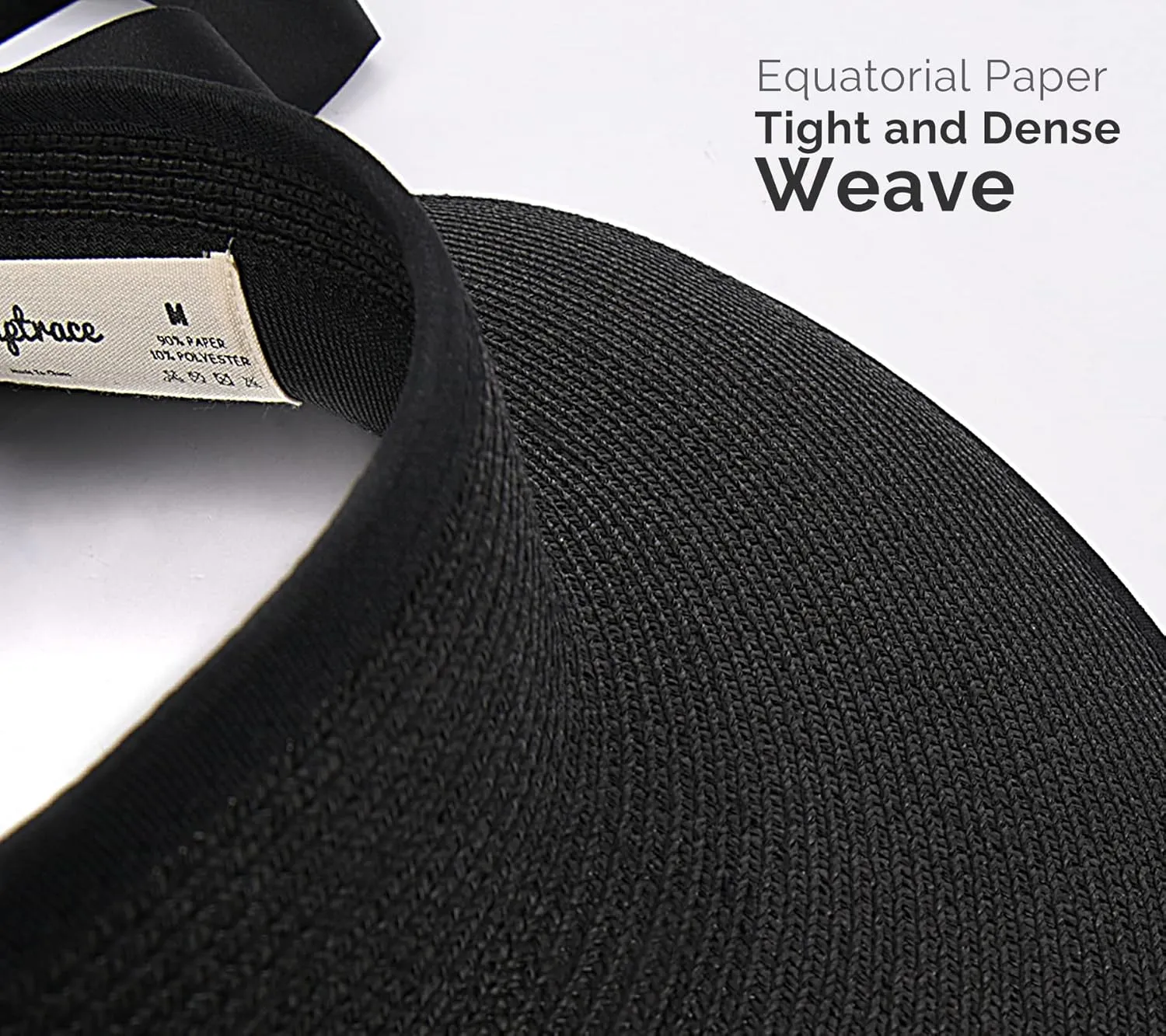 Camptrace Sun Visors for Women Wide Brim Beach Hat Foldable Straw Visor Hat Ponytail Summer Packable UPF 50 