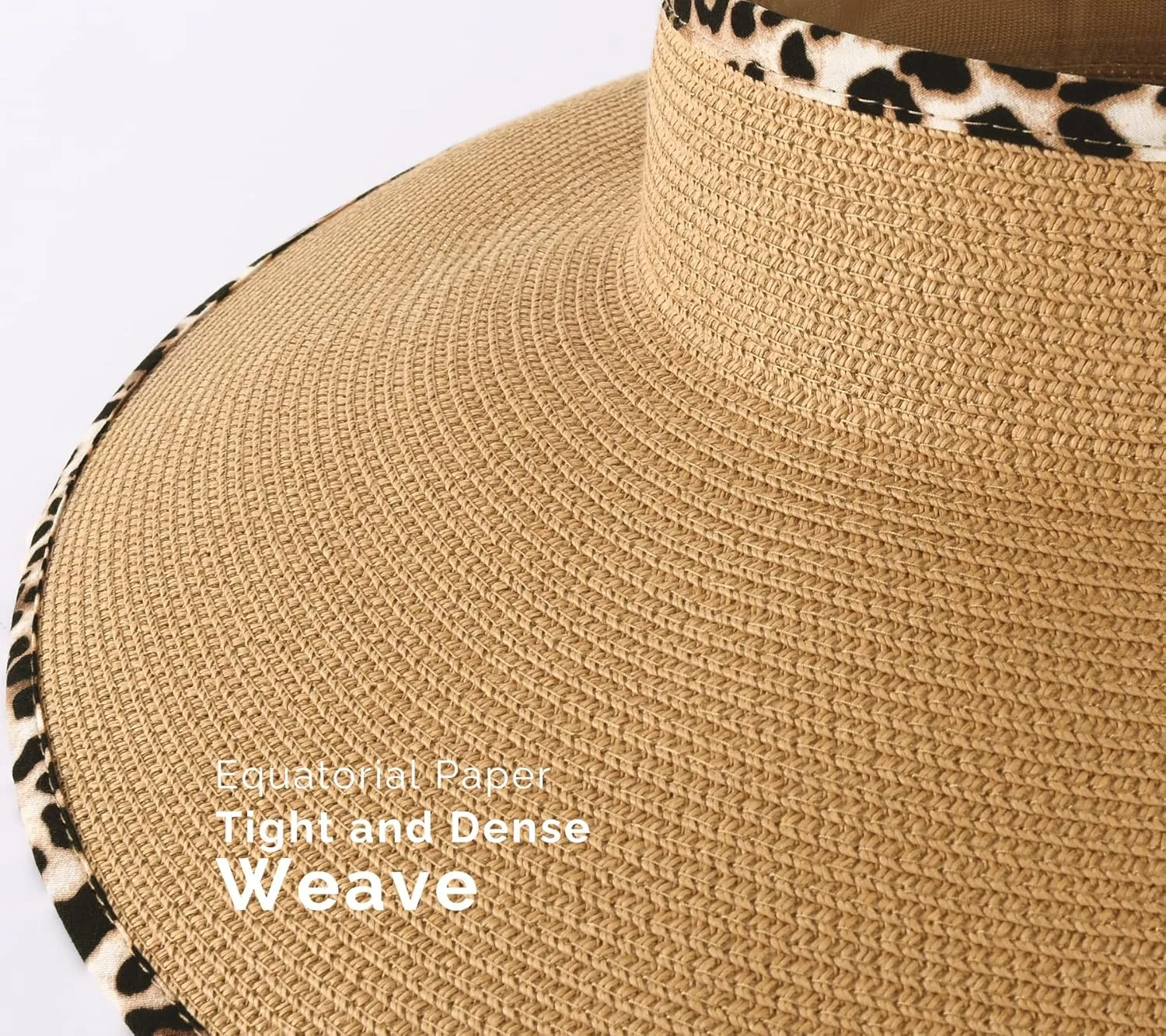 Camptrace Sun Visors for Women Wide Brim Beach Hat Foldable Straw Visor Hat Ponytail Summer Packable UPF 50 